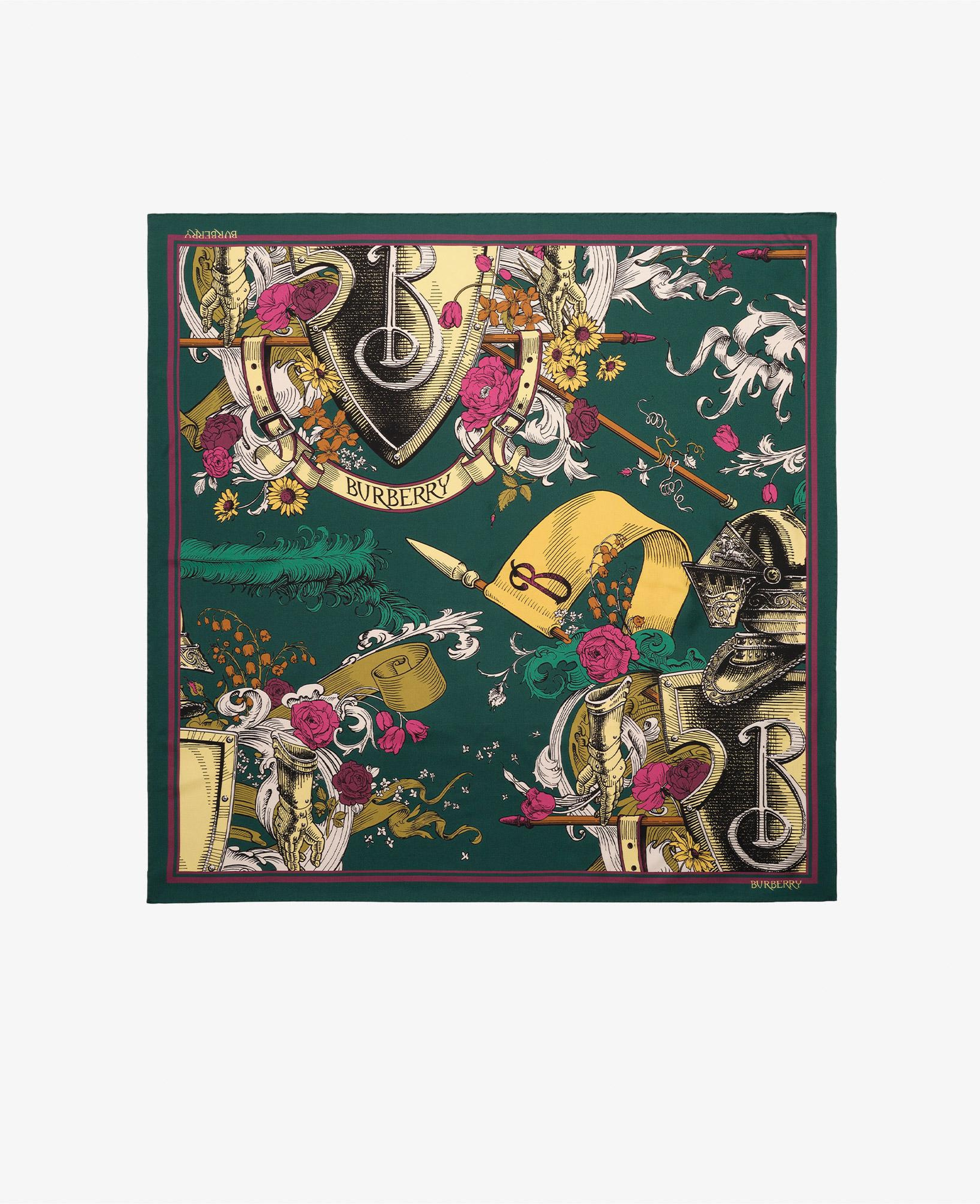 Burberry 90X90 Etched Knight Kadın Yeşil Eşarp