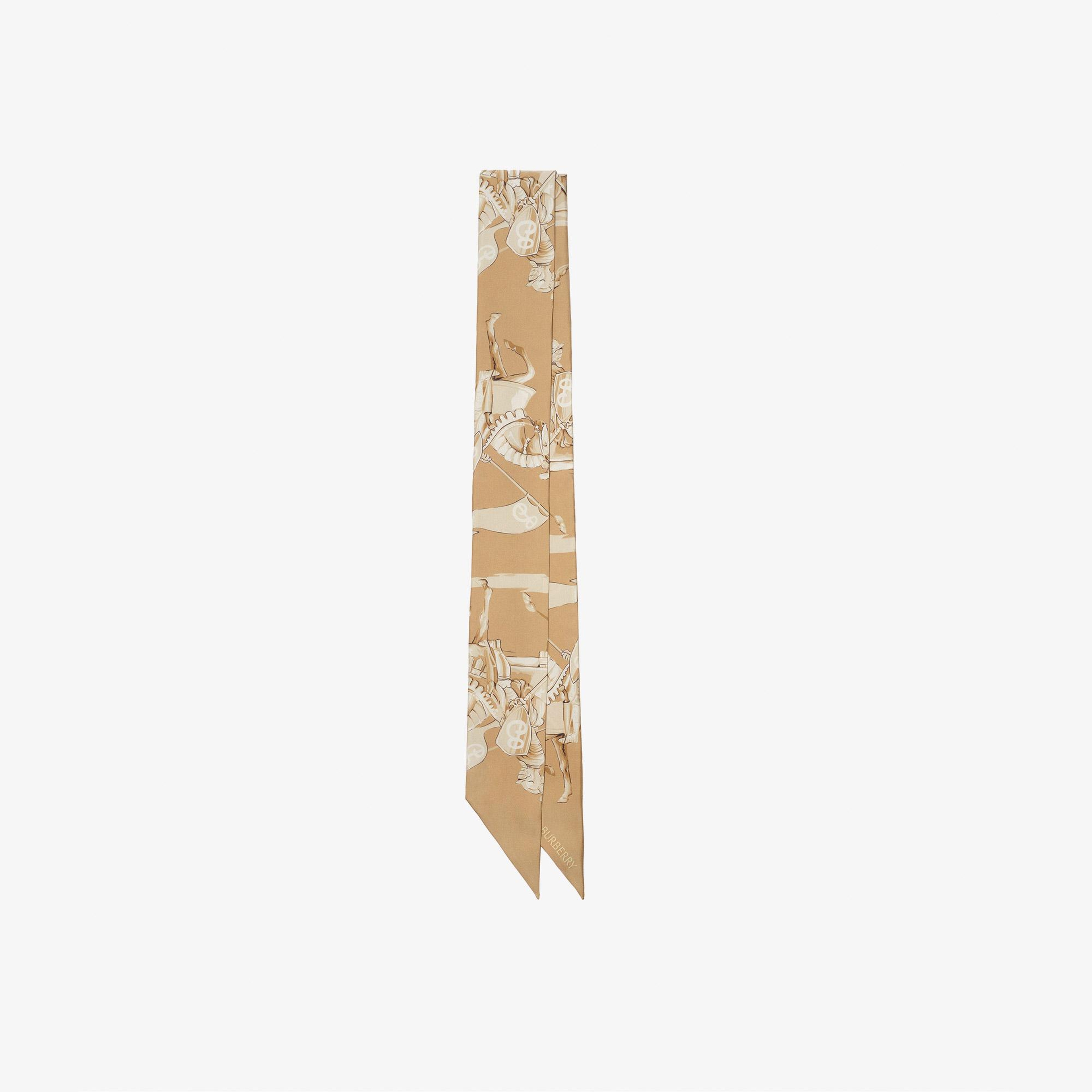 Burberry Horseman Silk Skinny Kadın Bej Eşarp