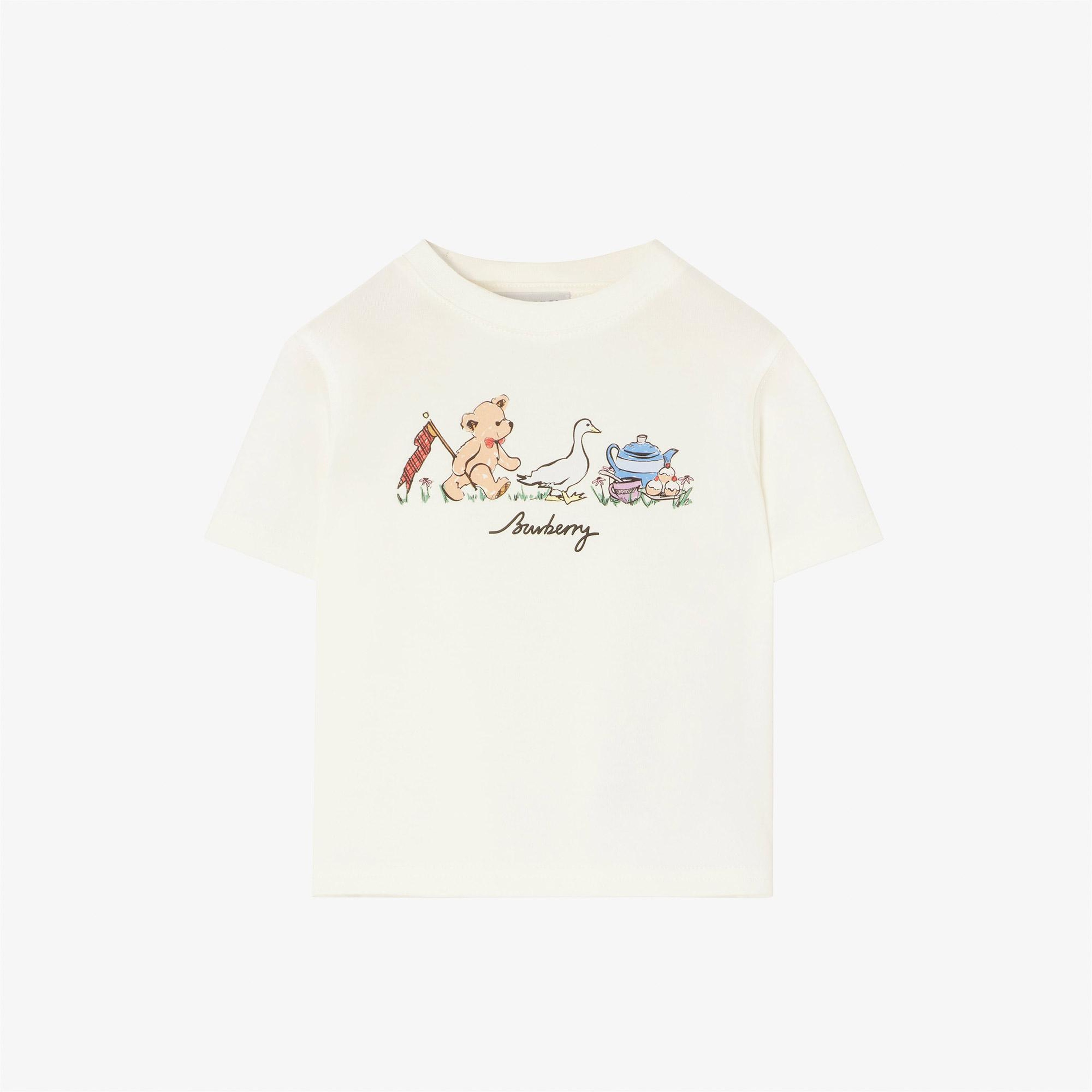 Burberry Cedar T Party Çocuk Beyaz T-Shirt