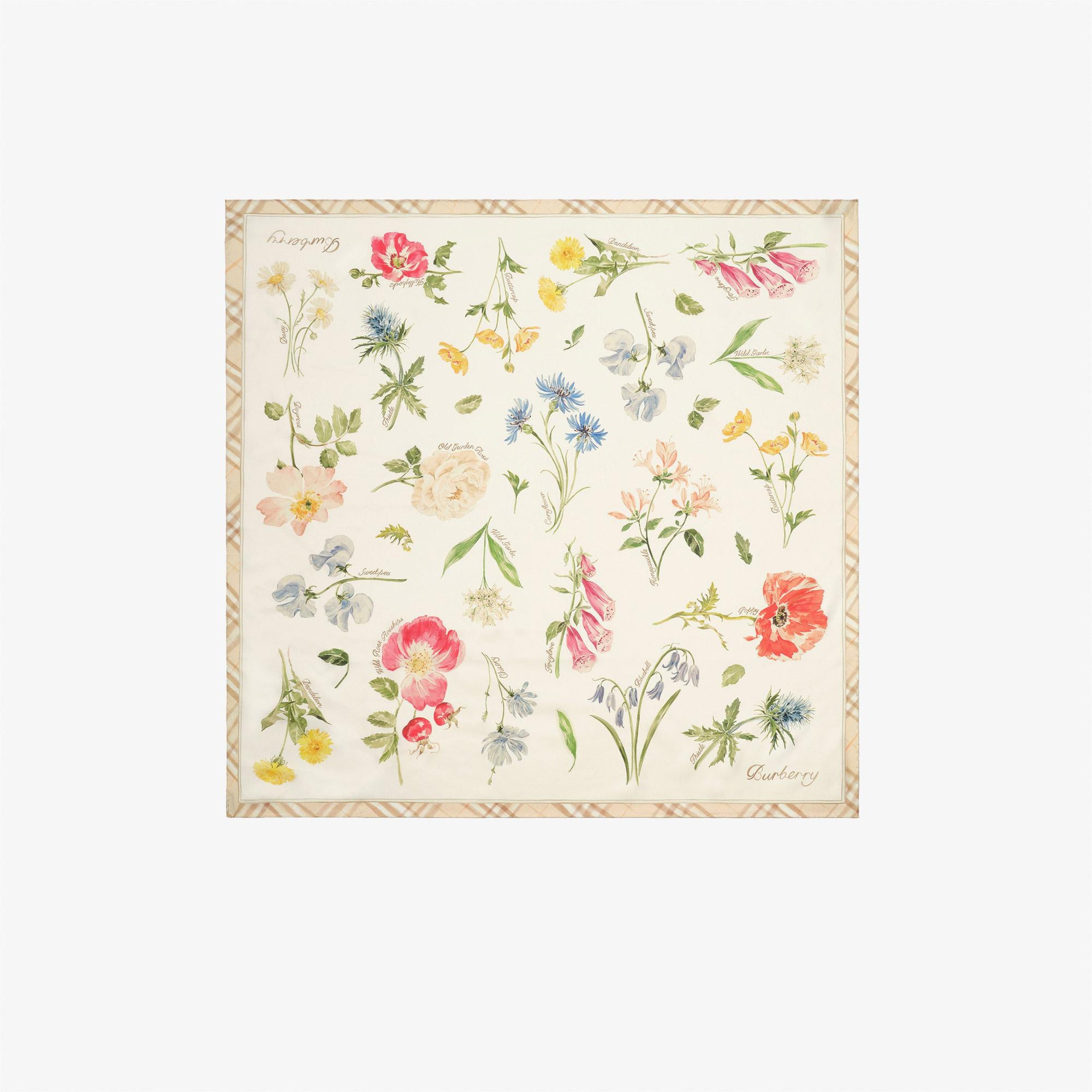 Burberry 90X90 Blooms Of Brit Kadın Kahverengi Eşarp