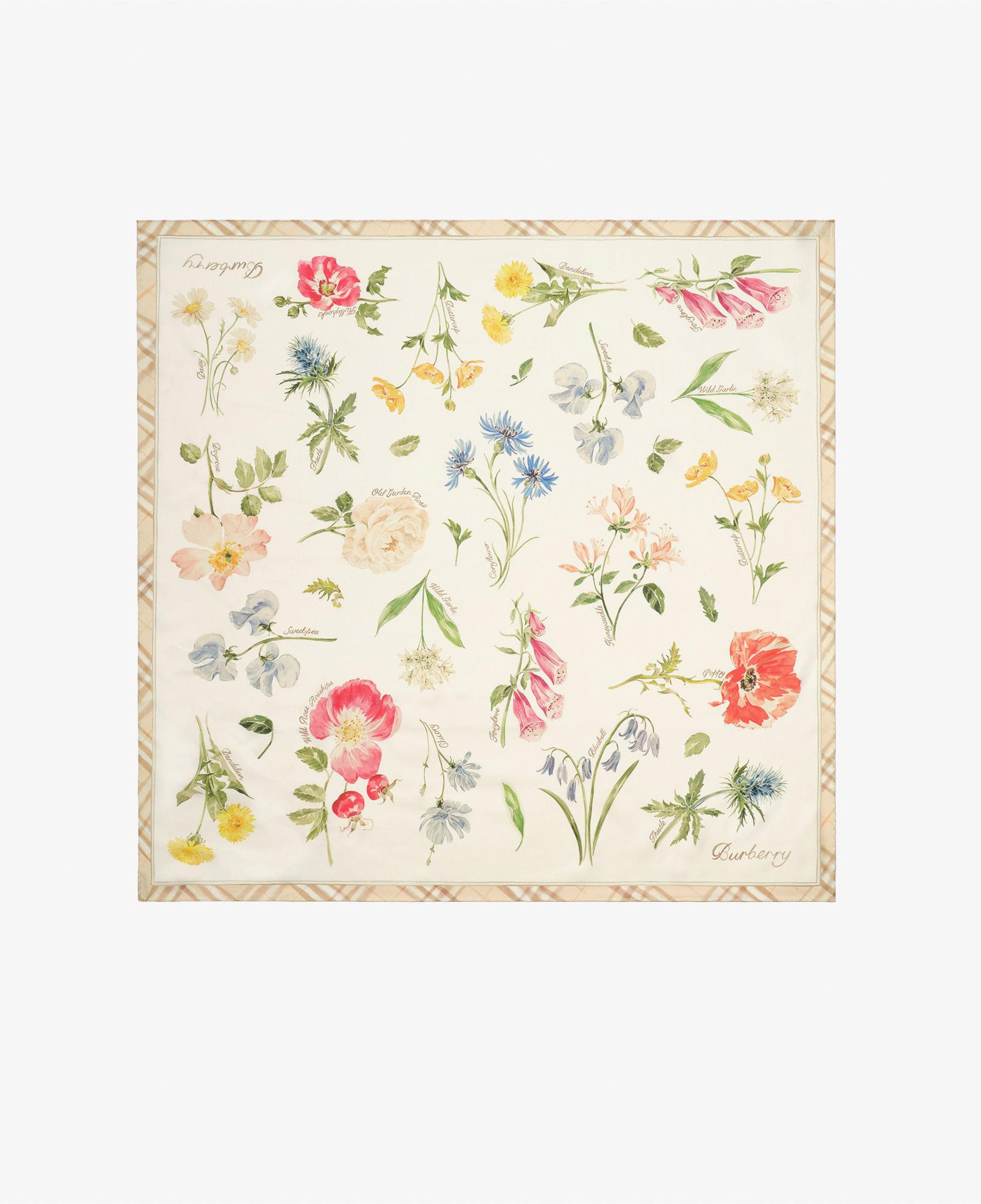 Burberry 90X90 Blooms Of Brit Kadın Kahverengi Eşarp