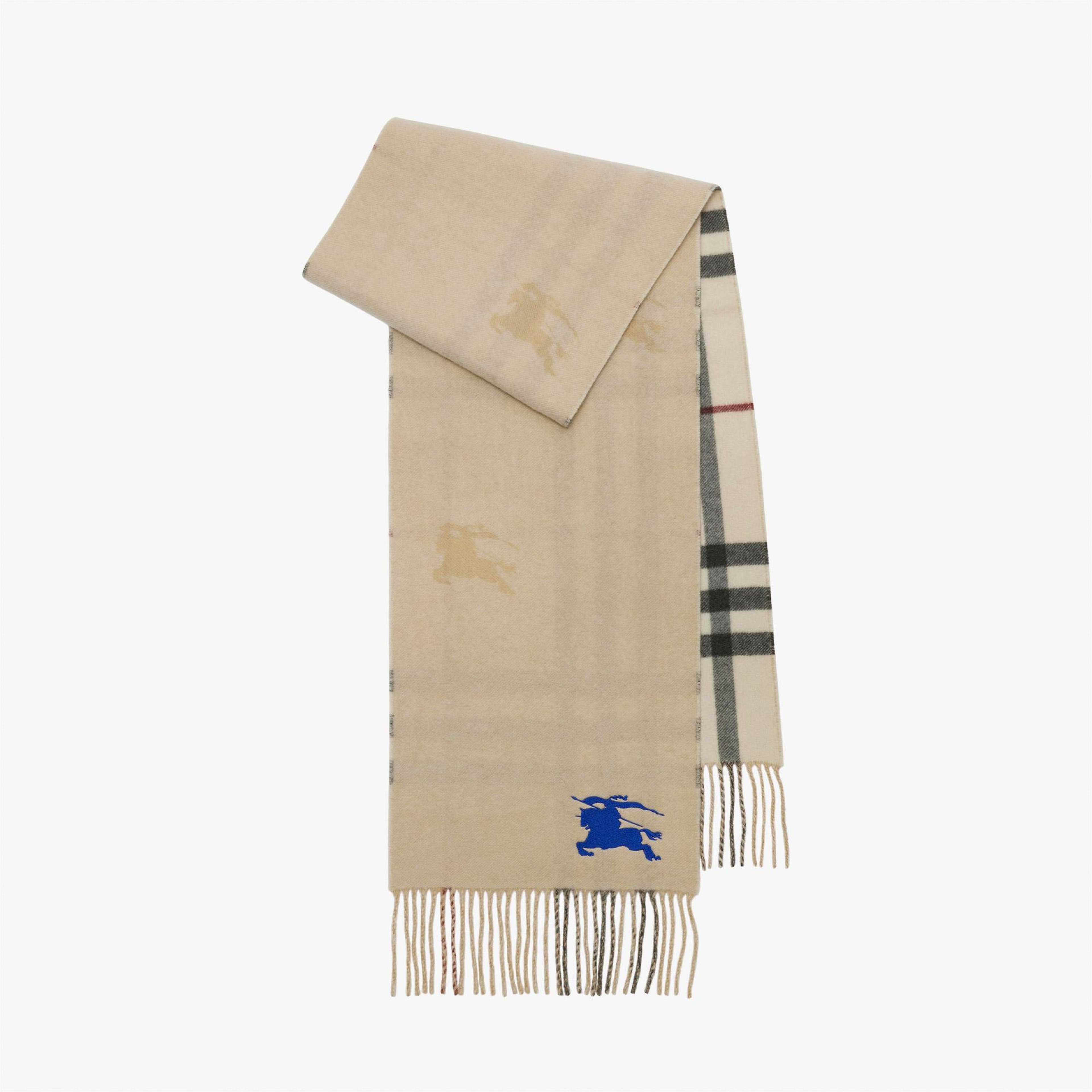 Burberry Reversible EKD Check Cashmere Kadın Krem Atkı