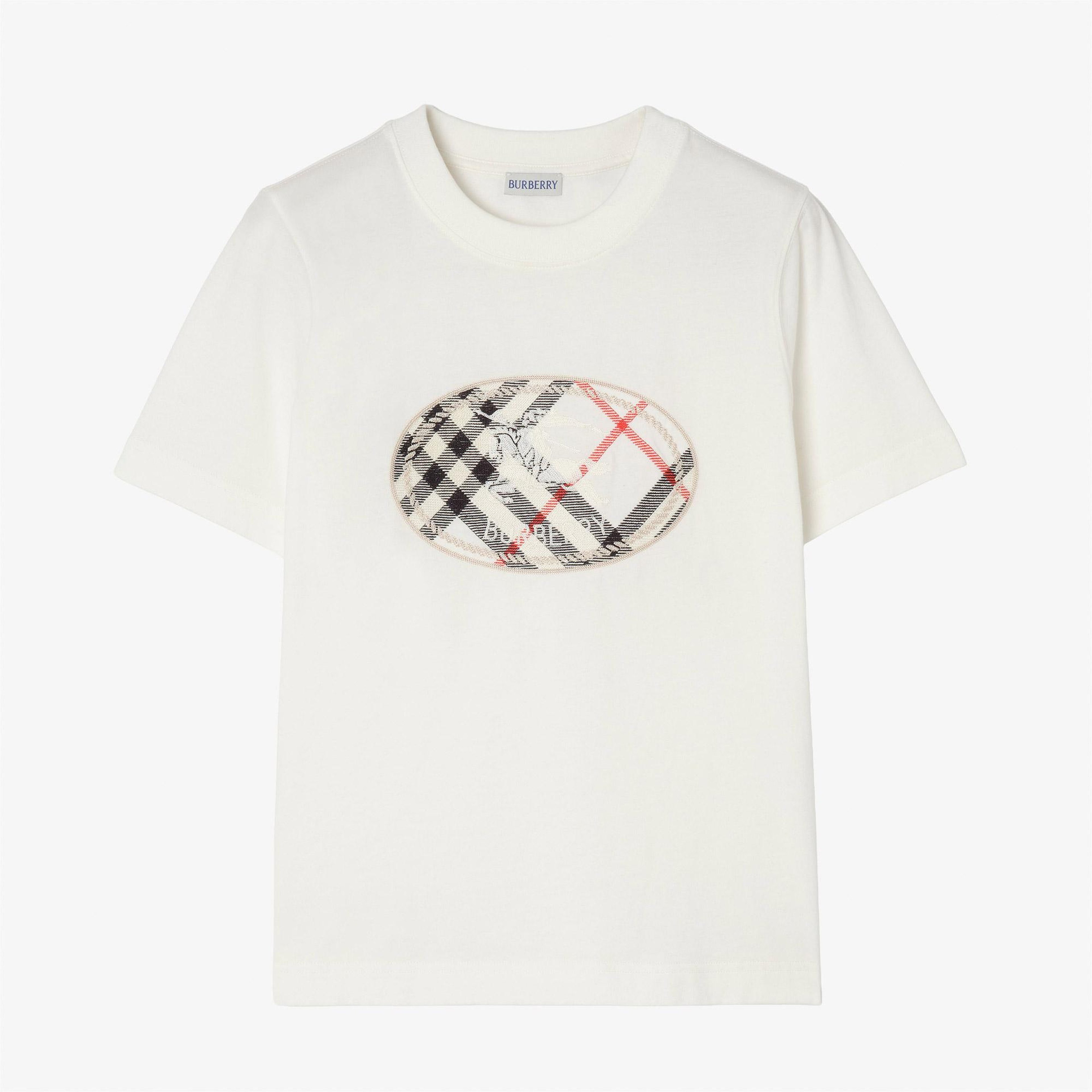 Burberry Frankie Check Kadın Beyaz T-Shirt