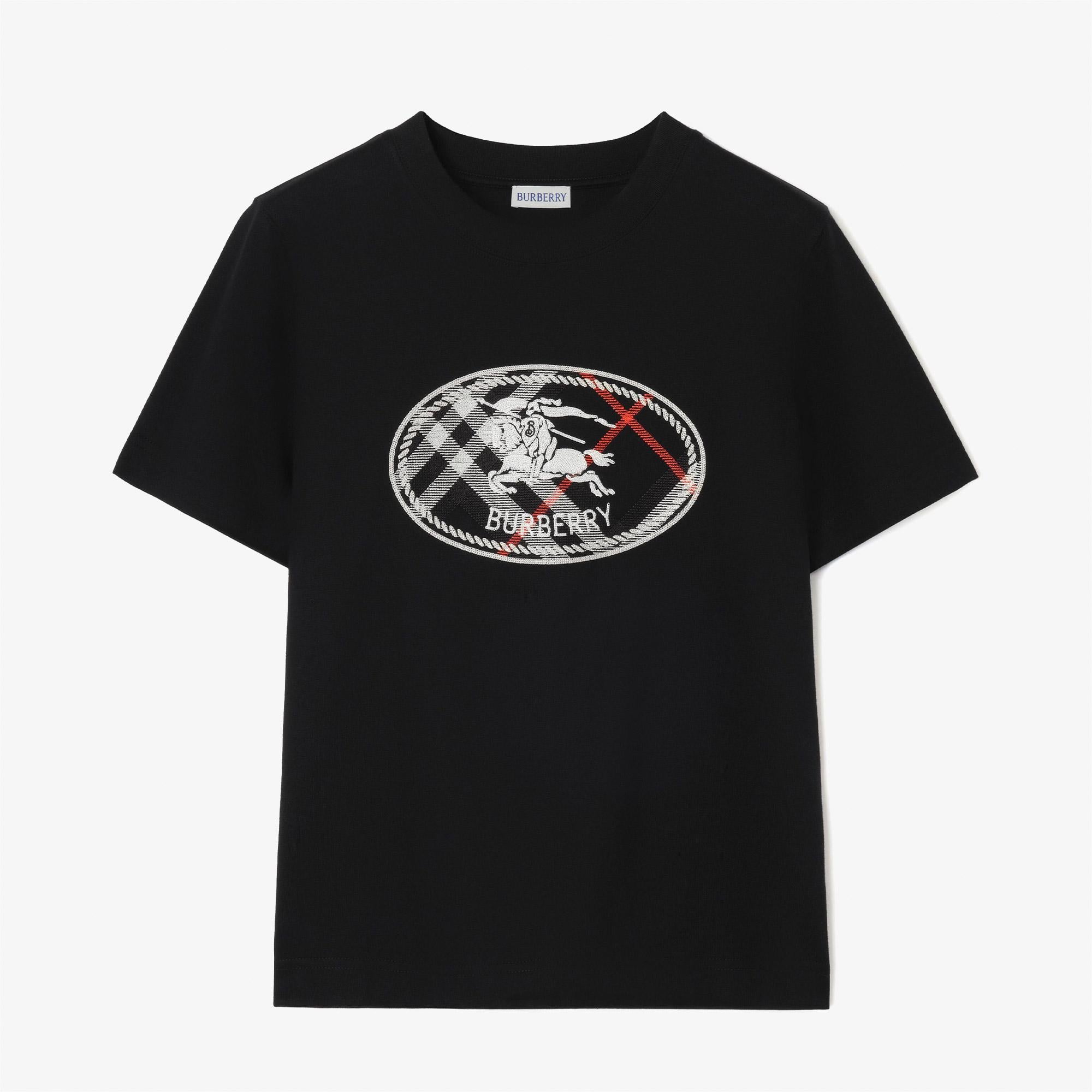 Burberry Frankie Check Kadın Siyah T-Shirt