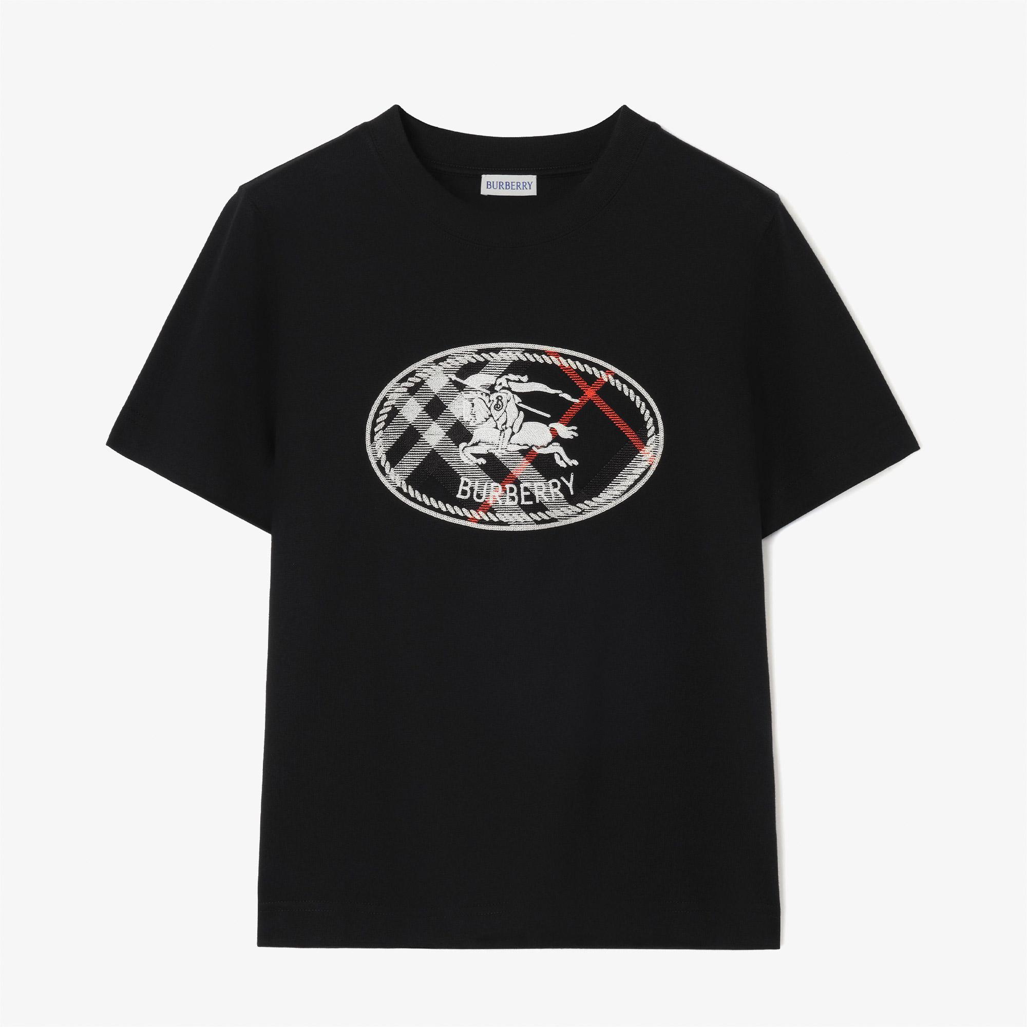 Burberry Frankie Check Kadın Siyah T-Shirt