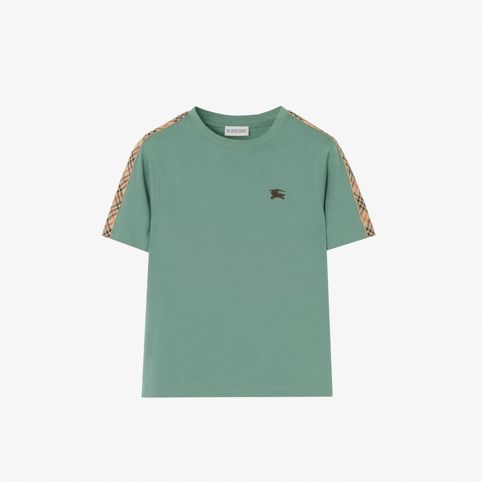 Burberry Cedar Check Tape Çocuk Yeşil T-Shirt