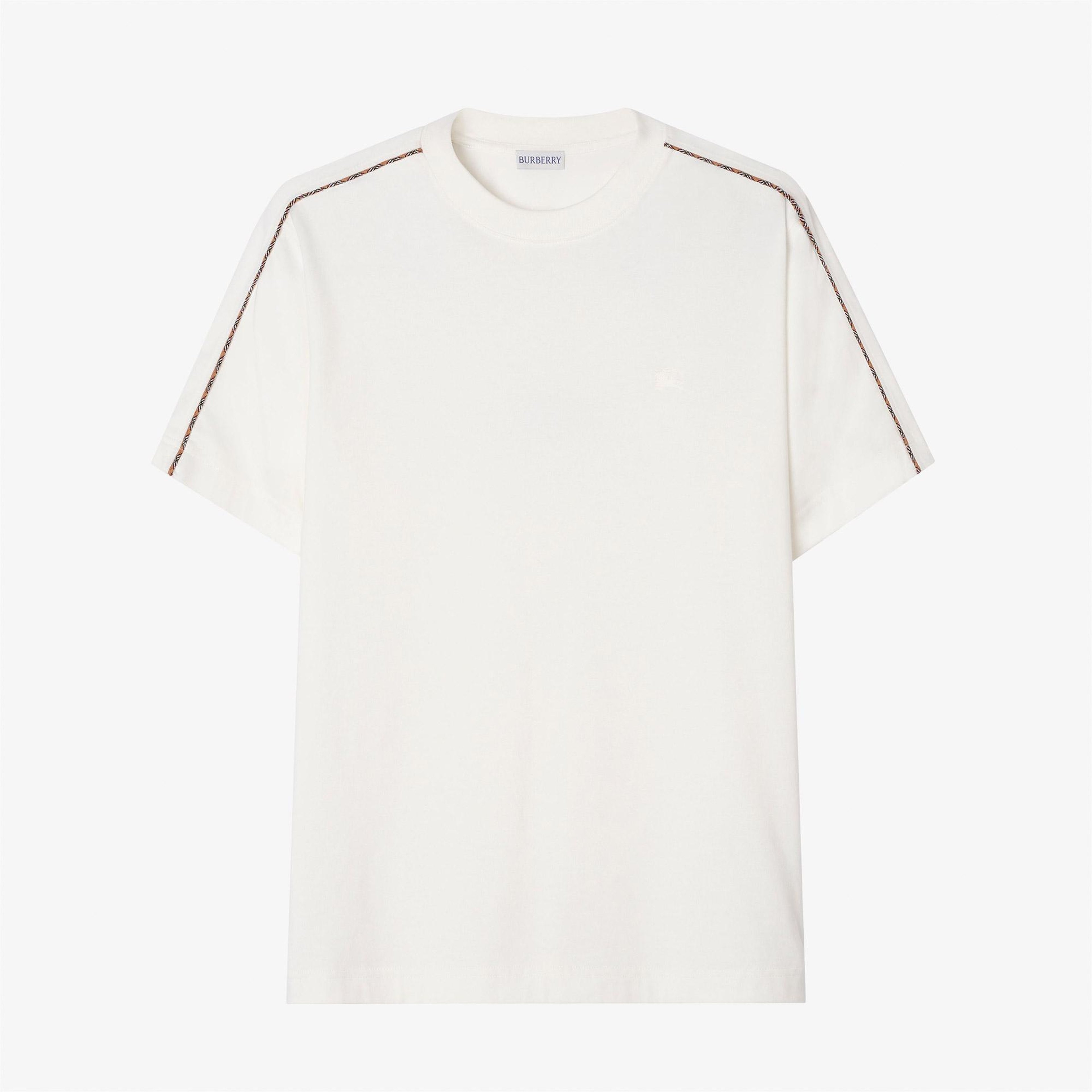 Burberry Seth Check Erkek Beyaz T-Shirt