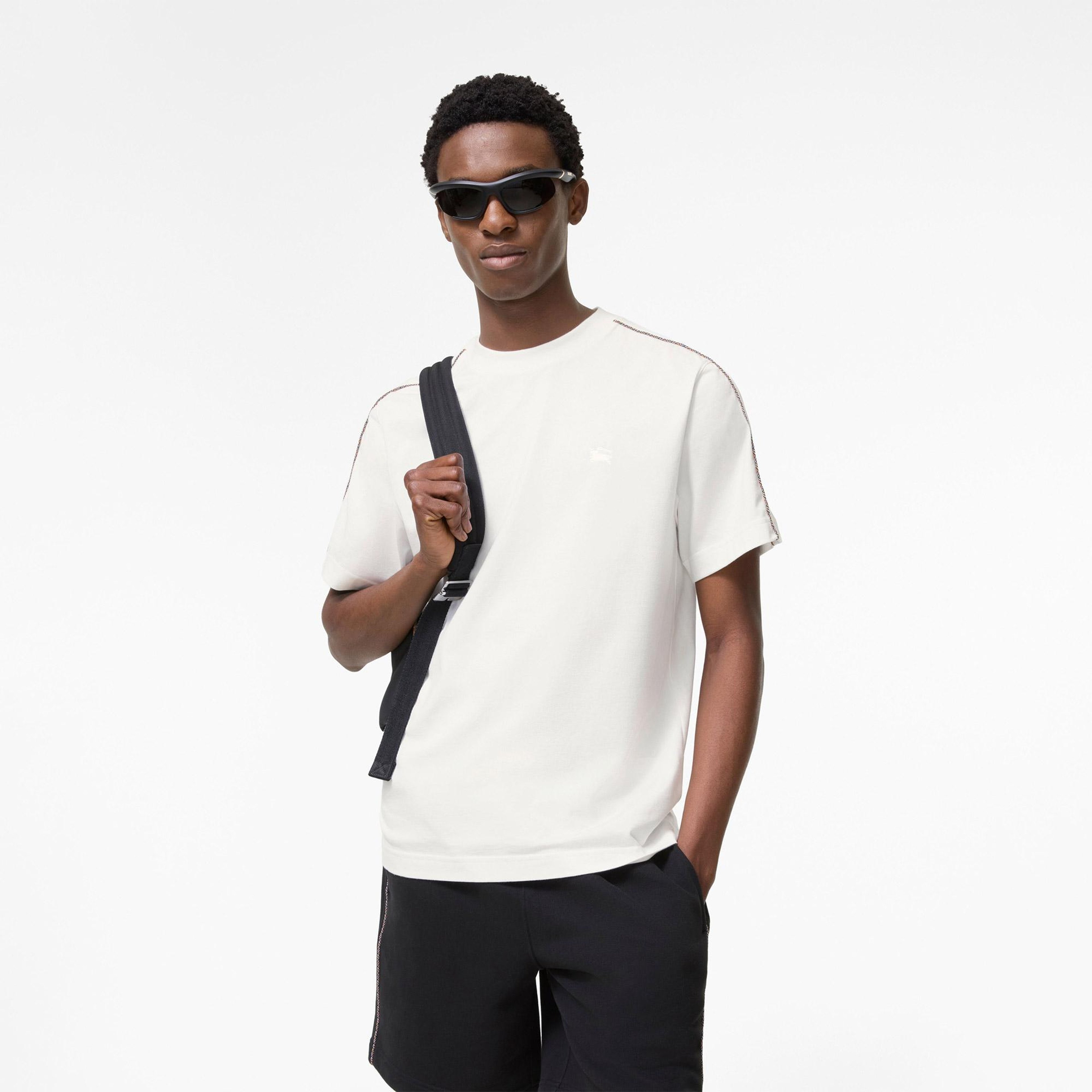 Burberry Seth Check Erkek Beyaz T-Shirt