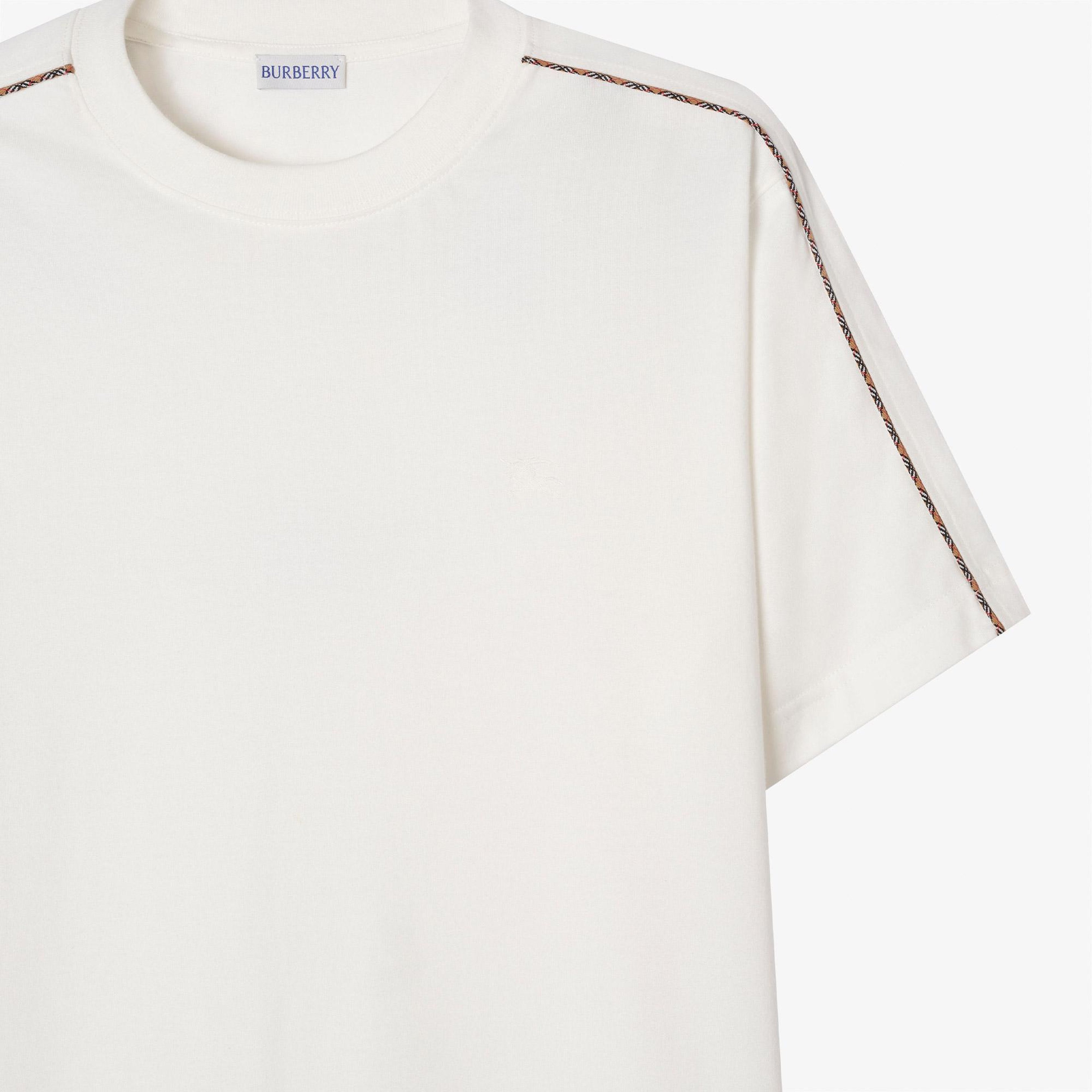 Burberry Seth Check Erkek Beyaz T-Shirt