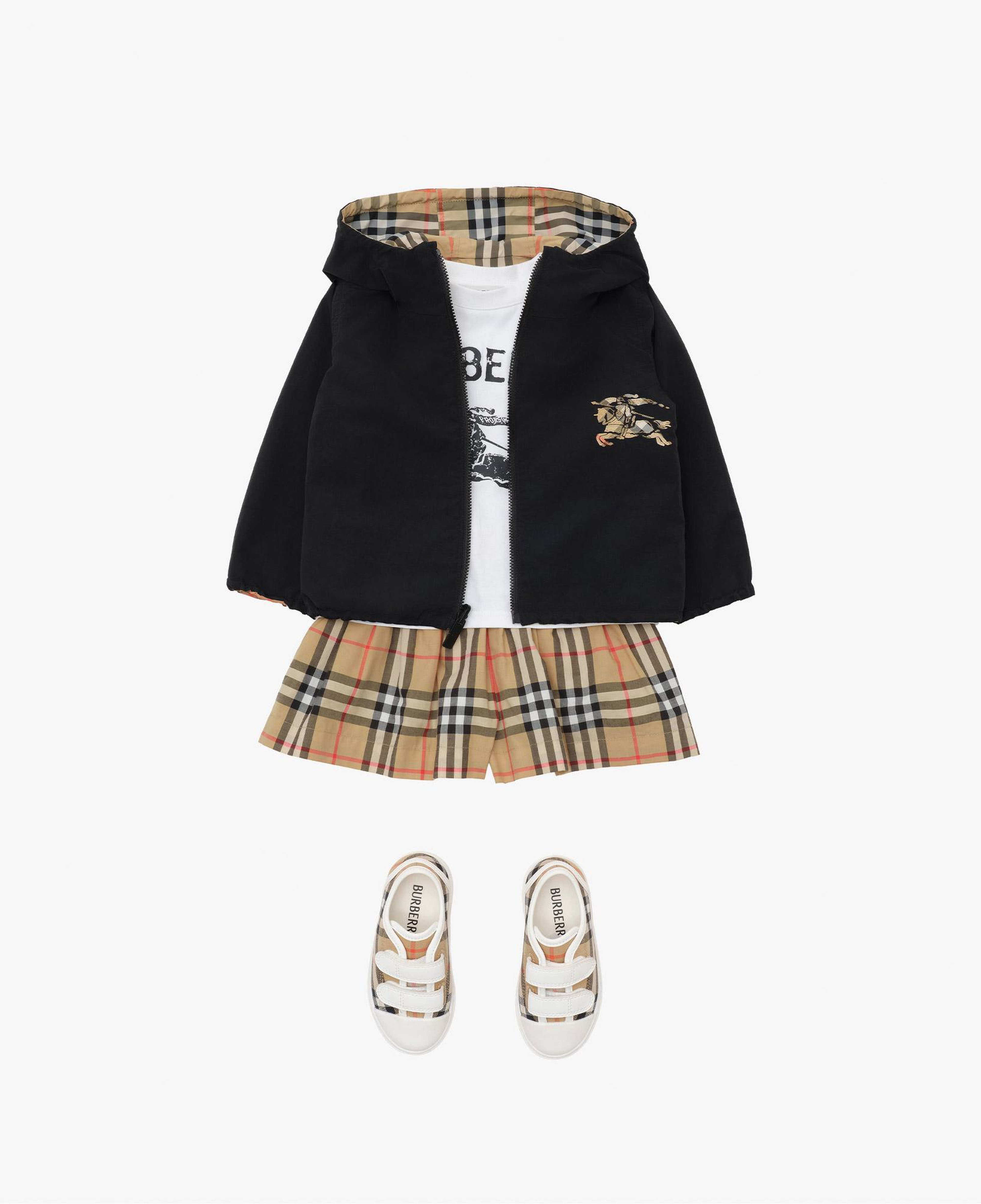 Burberry Reversible Check Hooded Çocuk Bej Mont
