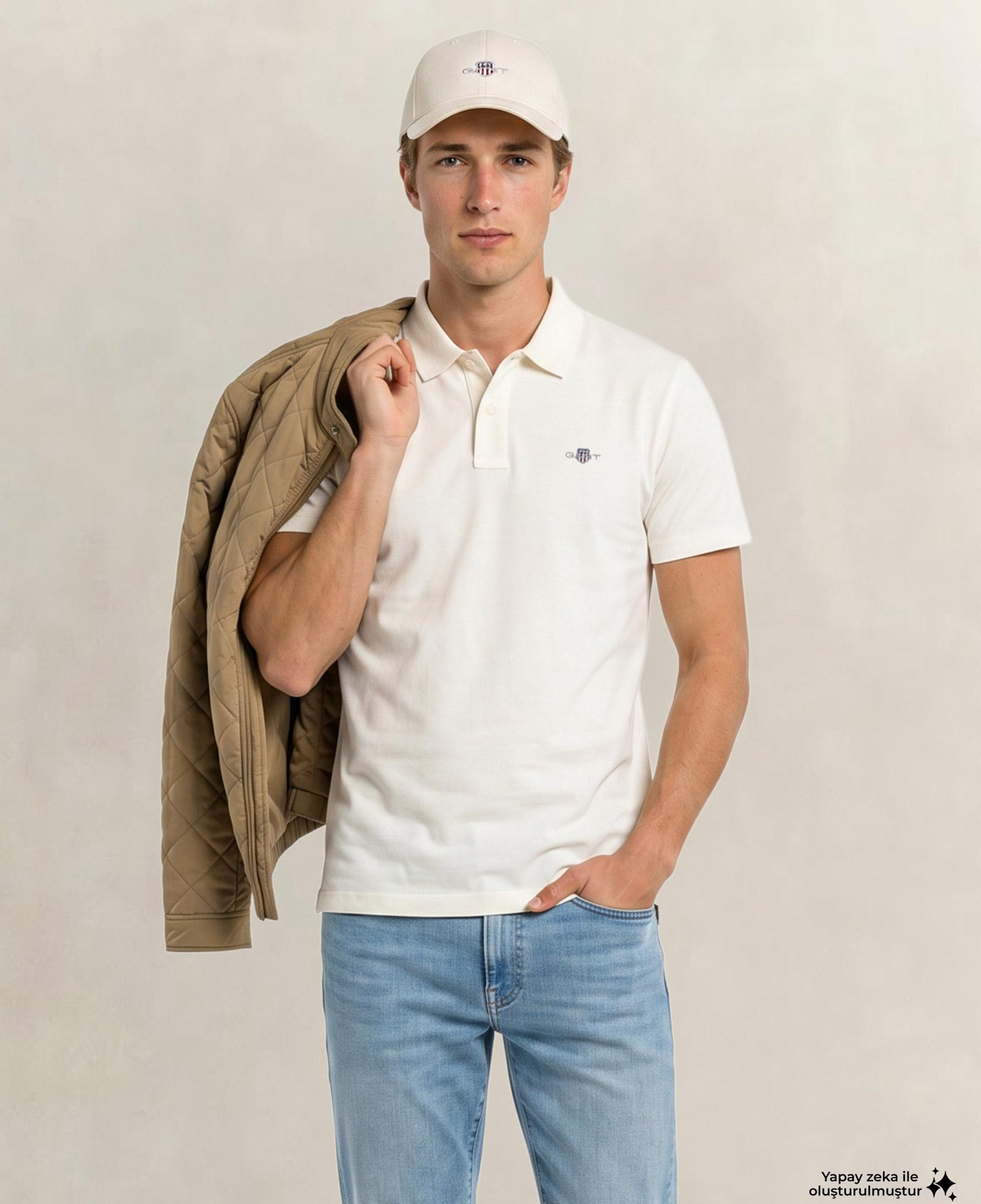 GANT Erkek Beyaz Regular Fit Logolu Polo Yaka T-Shirt