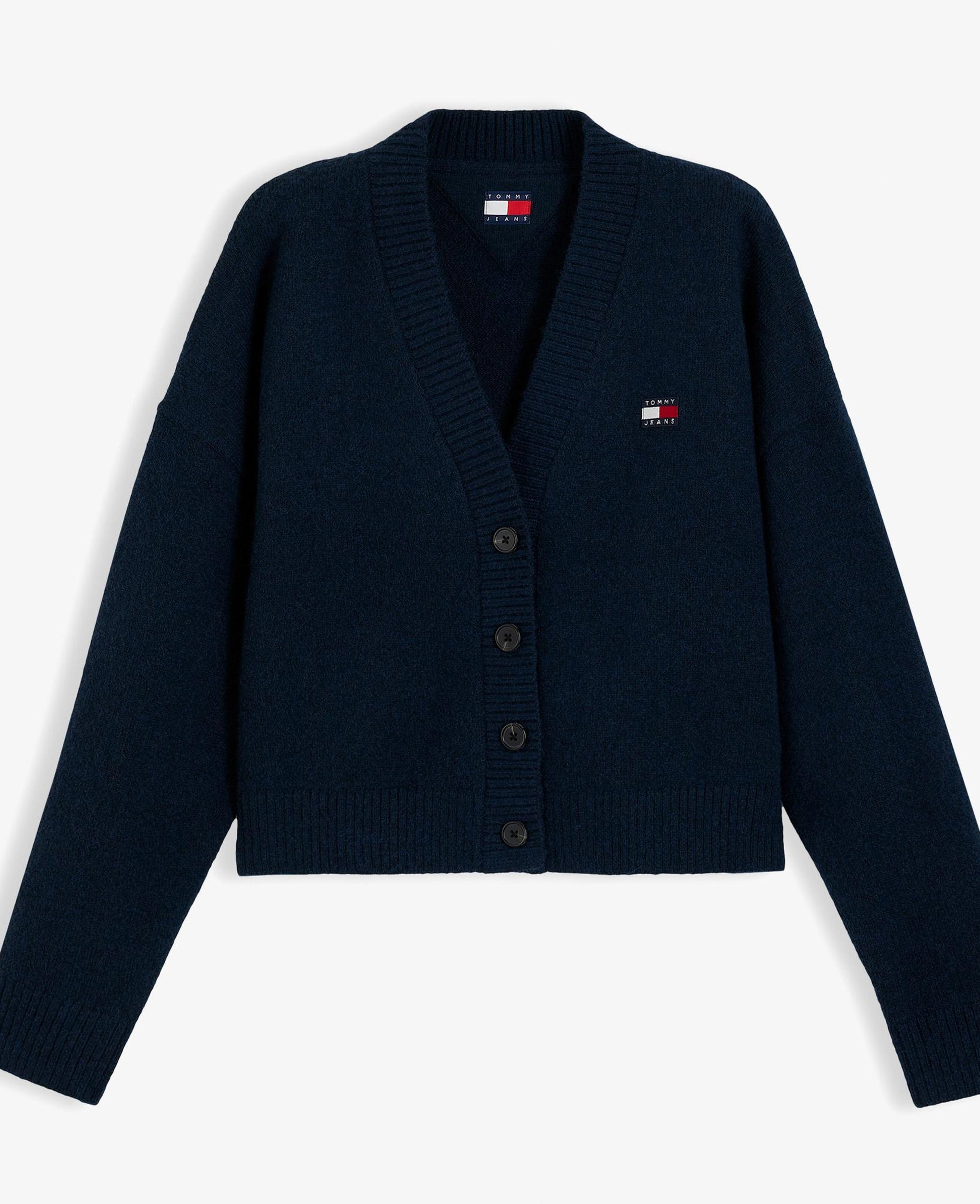 Tommy Hilfiger Fluffy Badge Cardigan Kadın Lacivert Hırka