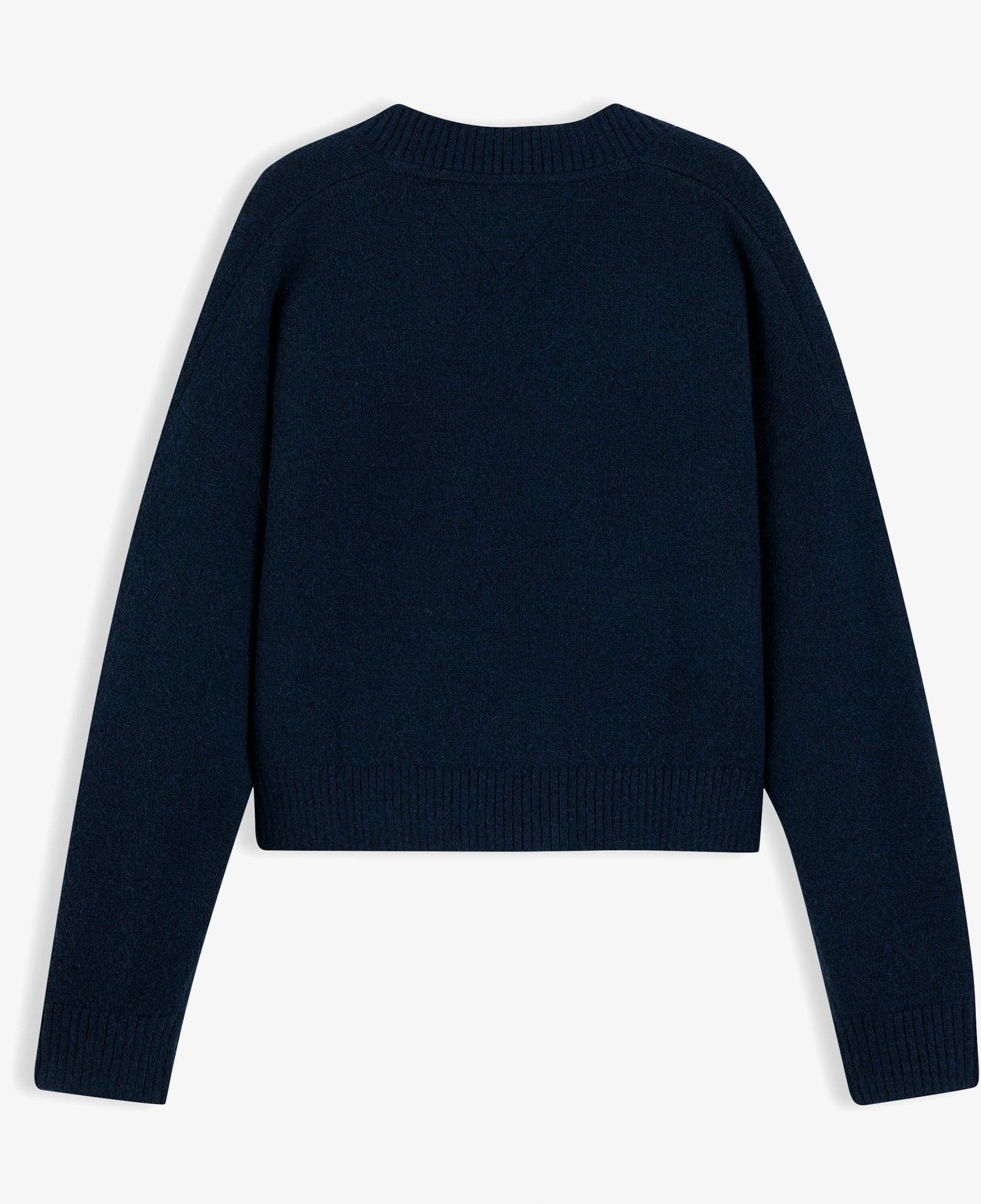 Tommy Hilfiger Fluffy Badge Cardigan Kadın Lacivert Hırka