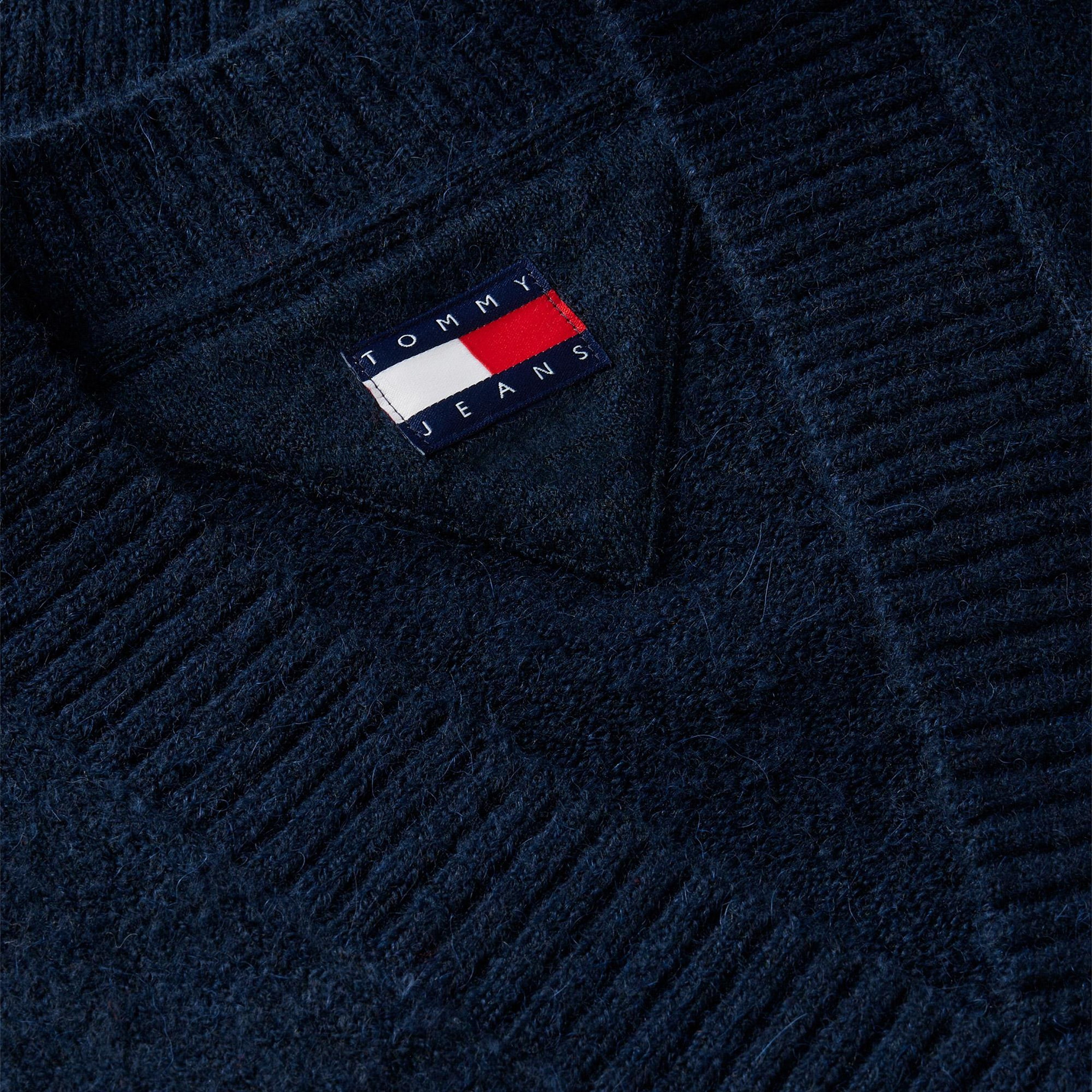Tommy Hilfiger Fluffy Badge Cardigan Kadın Lacivert Hırka