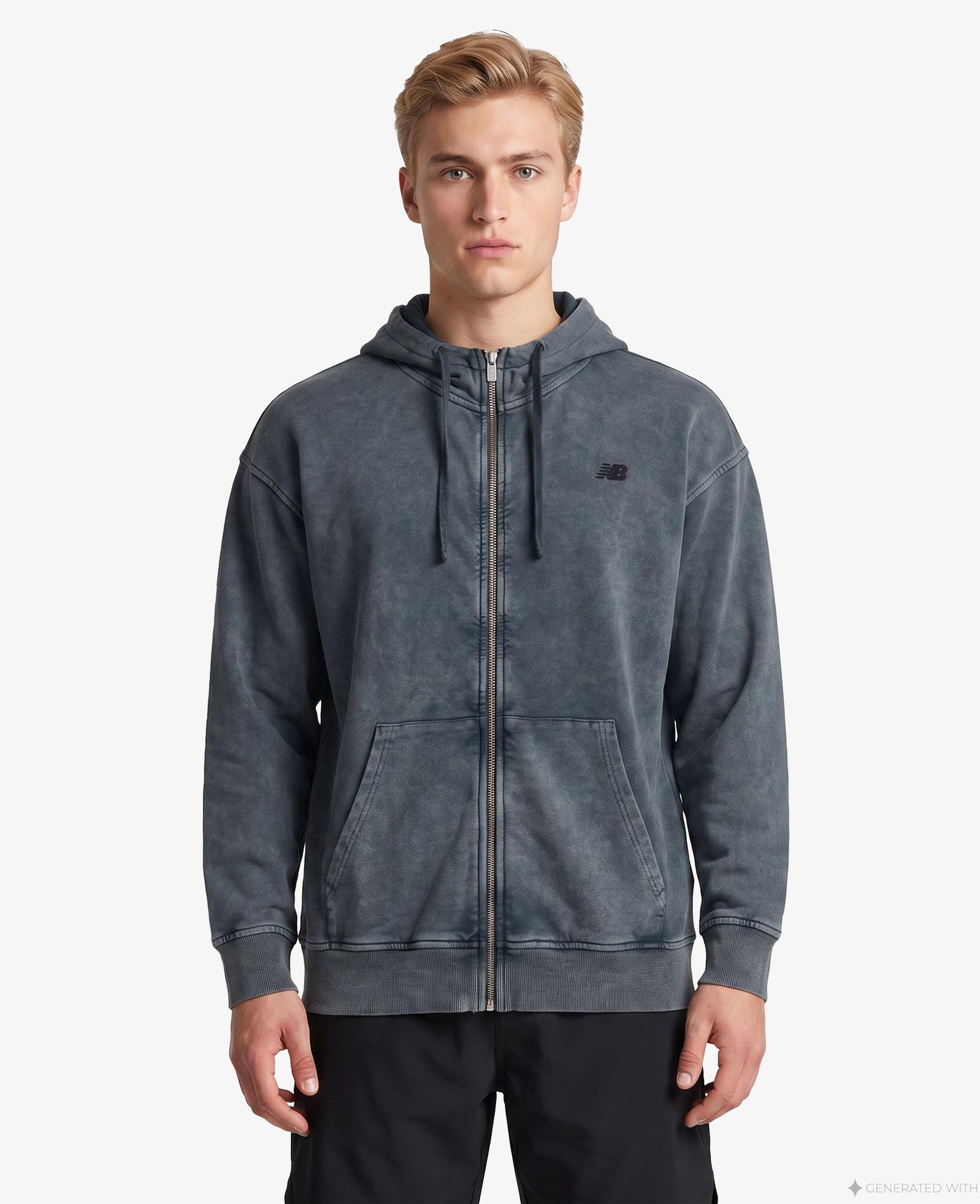 New Balance Lifestyle Full Zip Erkek Gri Sweatshirt
