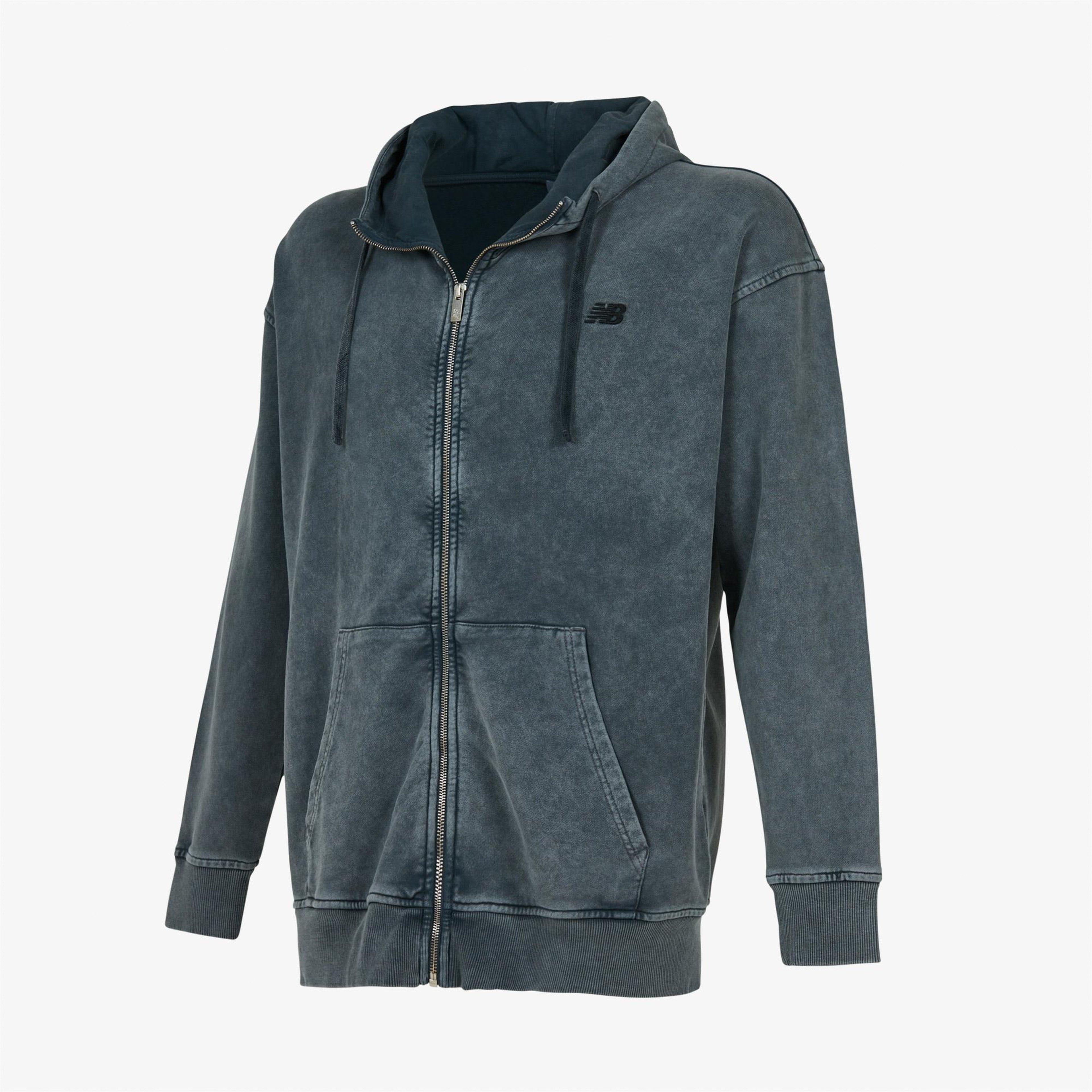 New Balance Lifestyle Full Zip Erkek Gri Sweatshirt
