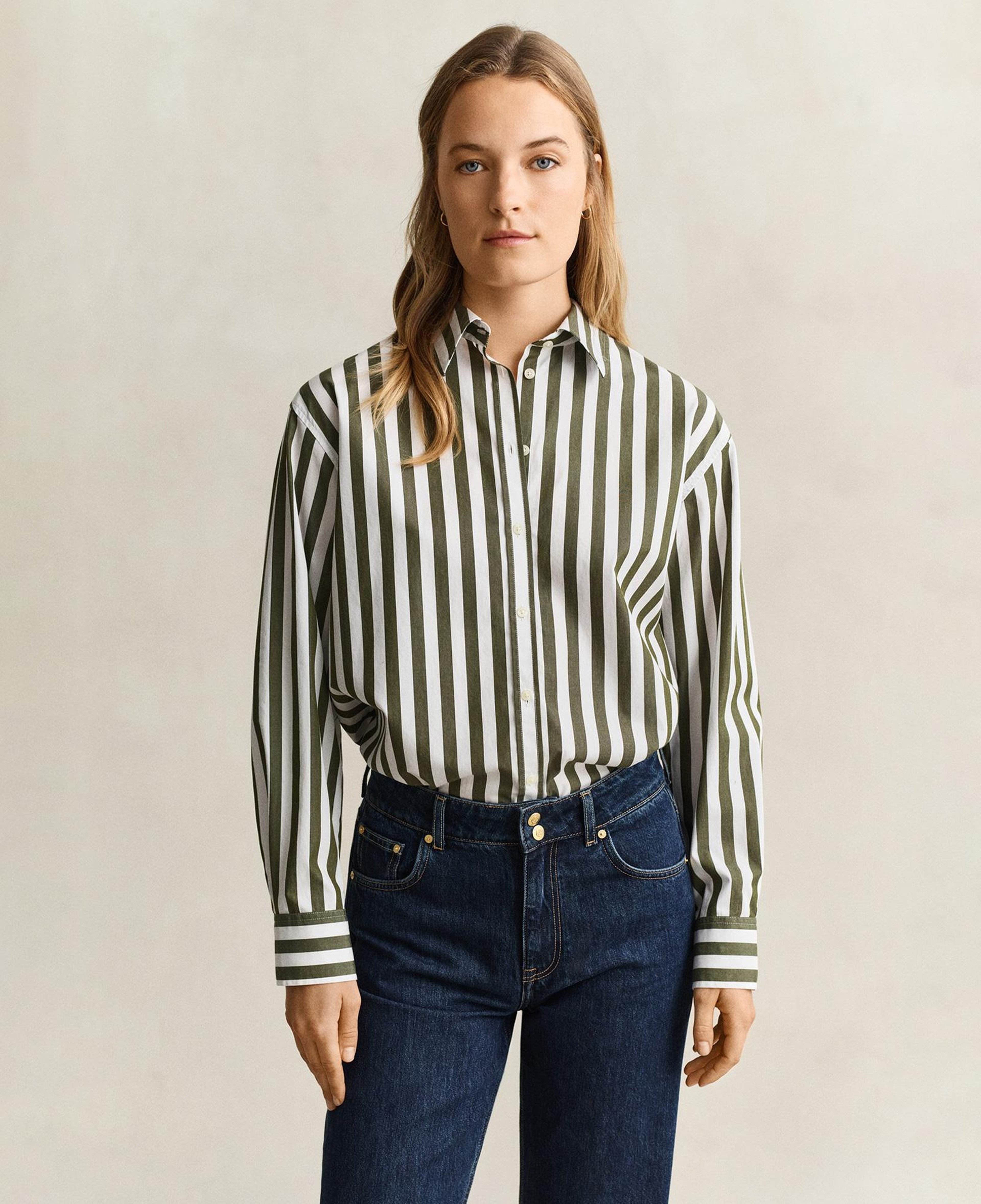 GANT Kadın Yeşil Relaxed Fit %100 Pamuk Gömlek