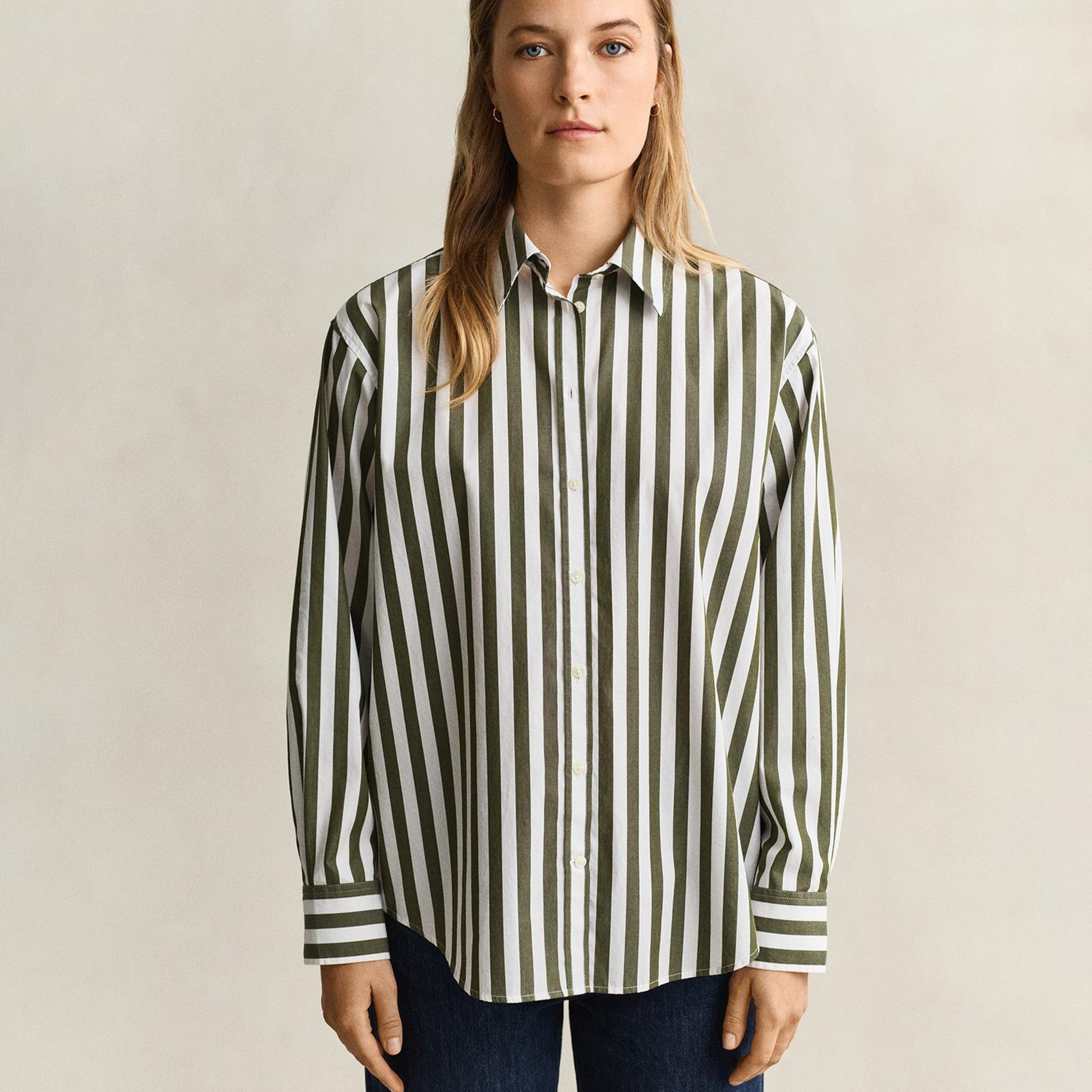 GANT Kadın Yeşil Relaxed Fit %100 Pamuk Gömlek