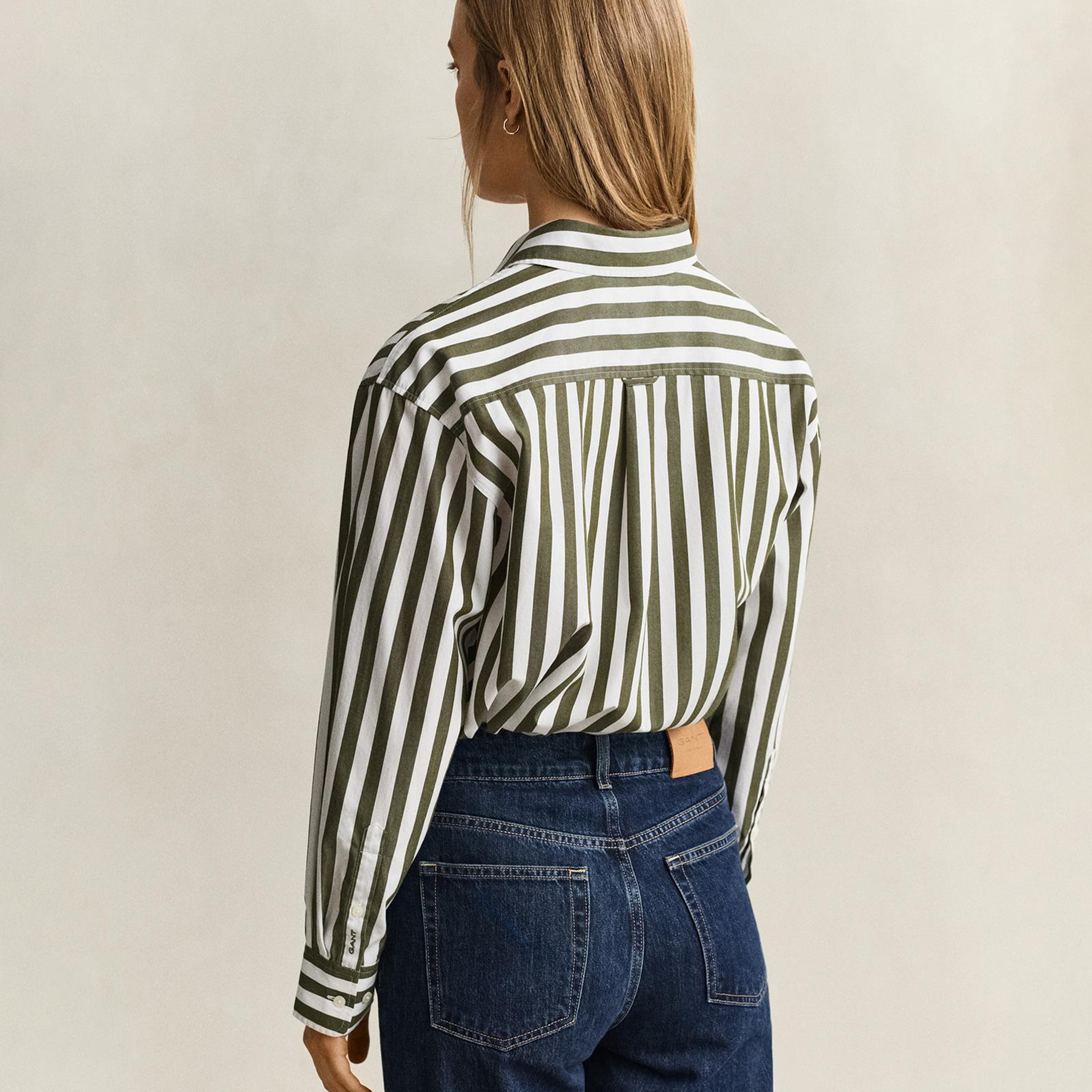GANT Kadın Yeşil Relaxed Fit %100 Pamuk Gömlek