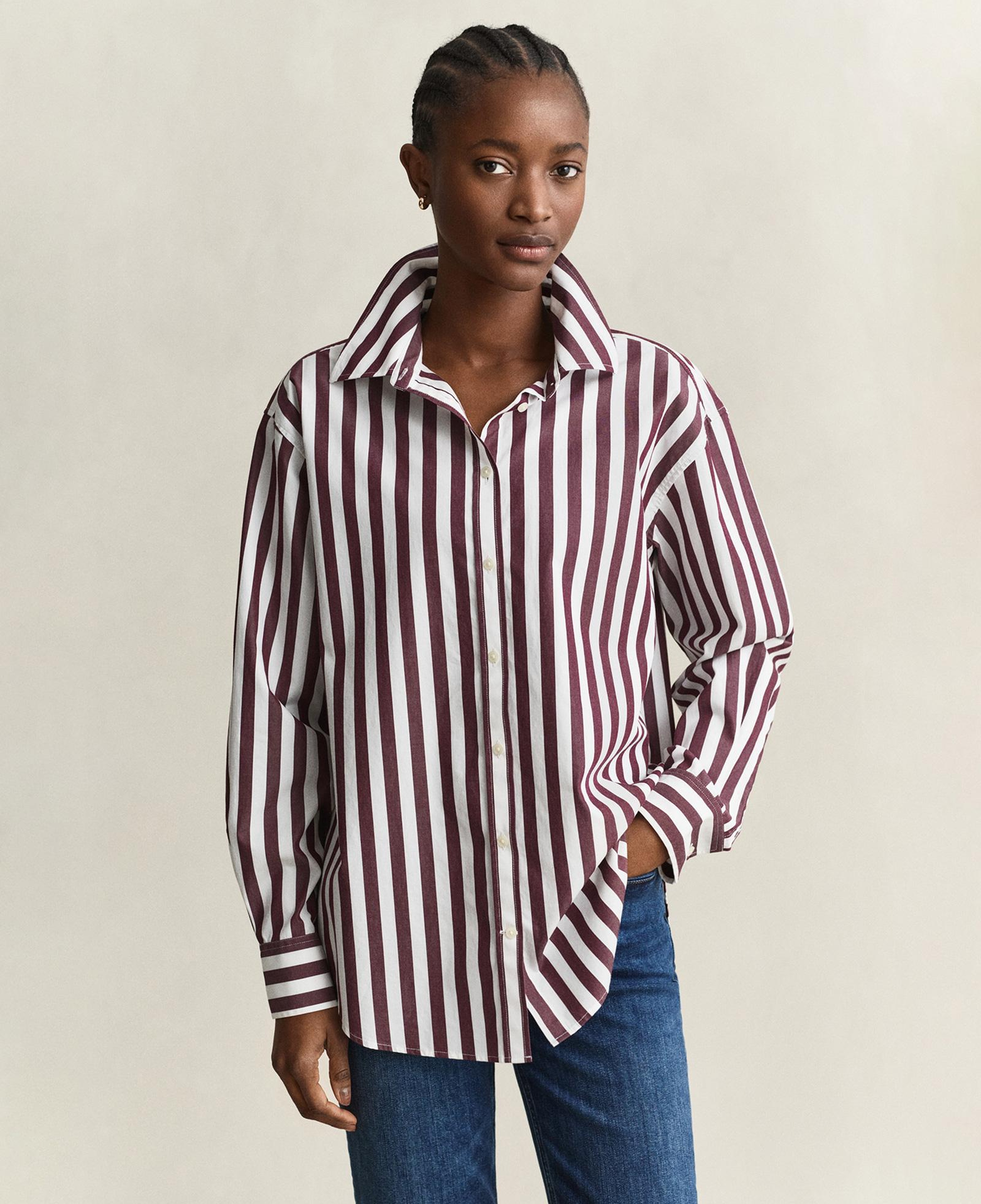 GANT Kadın Kırmızı Relaxed Fit %100 Pamuk Gömlek