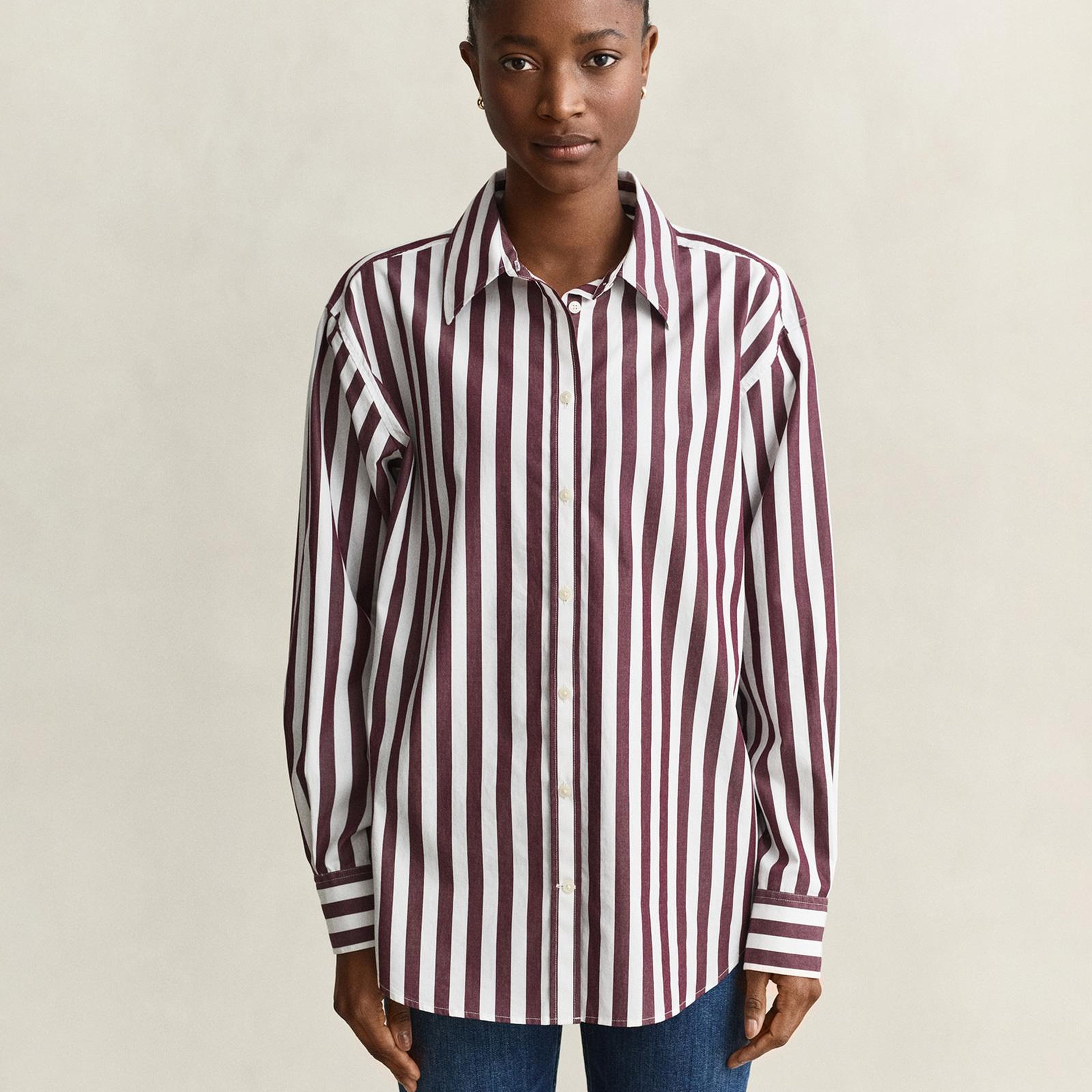 GANT Kadın Kırmızı Relaxed Fit %100 Pamuk Gömlek
