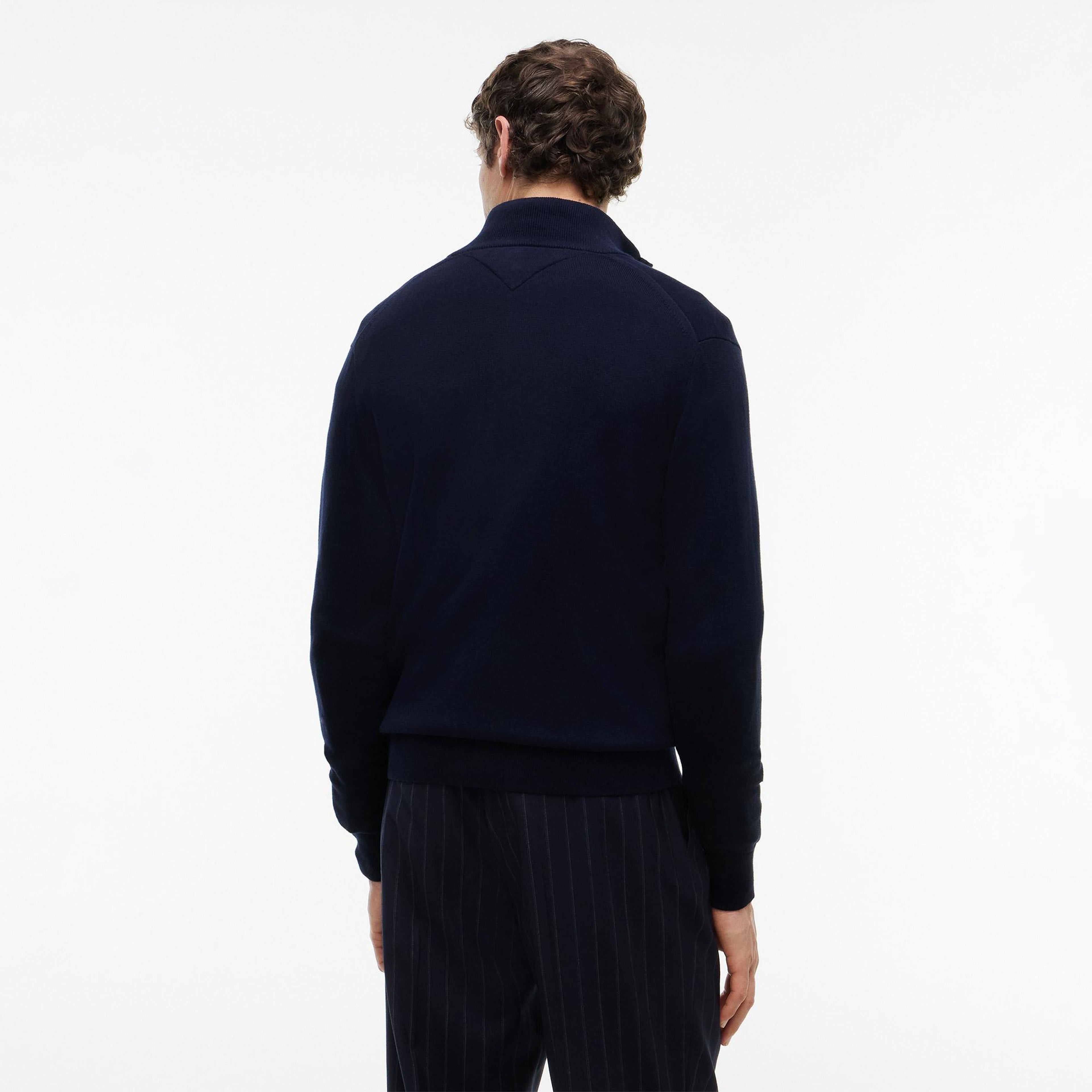 Tommy Hilfiger Pima Cashmere Zip Erkek Mavi Hırka