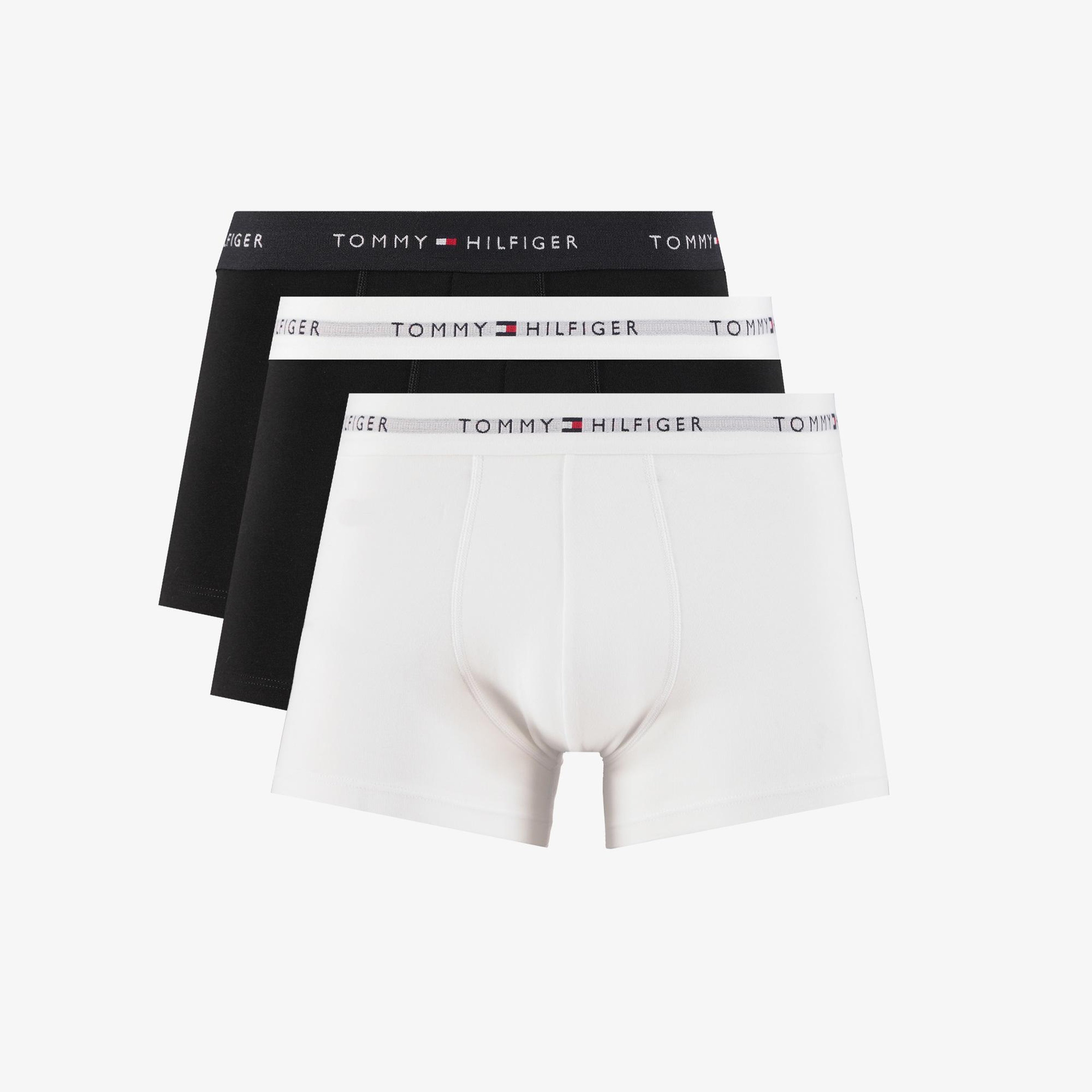 Tommy Hilfiger Microfibre Logo Erkek Siyah/Beyaz 3'lü Boxer