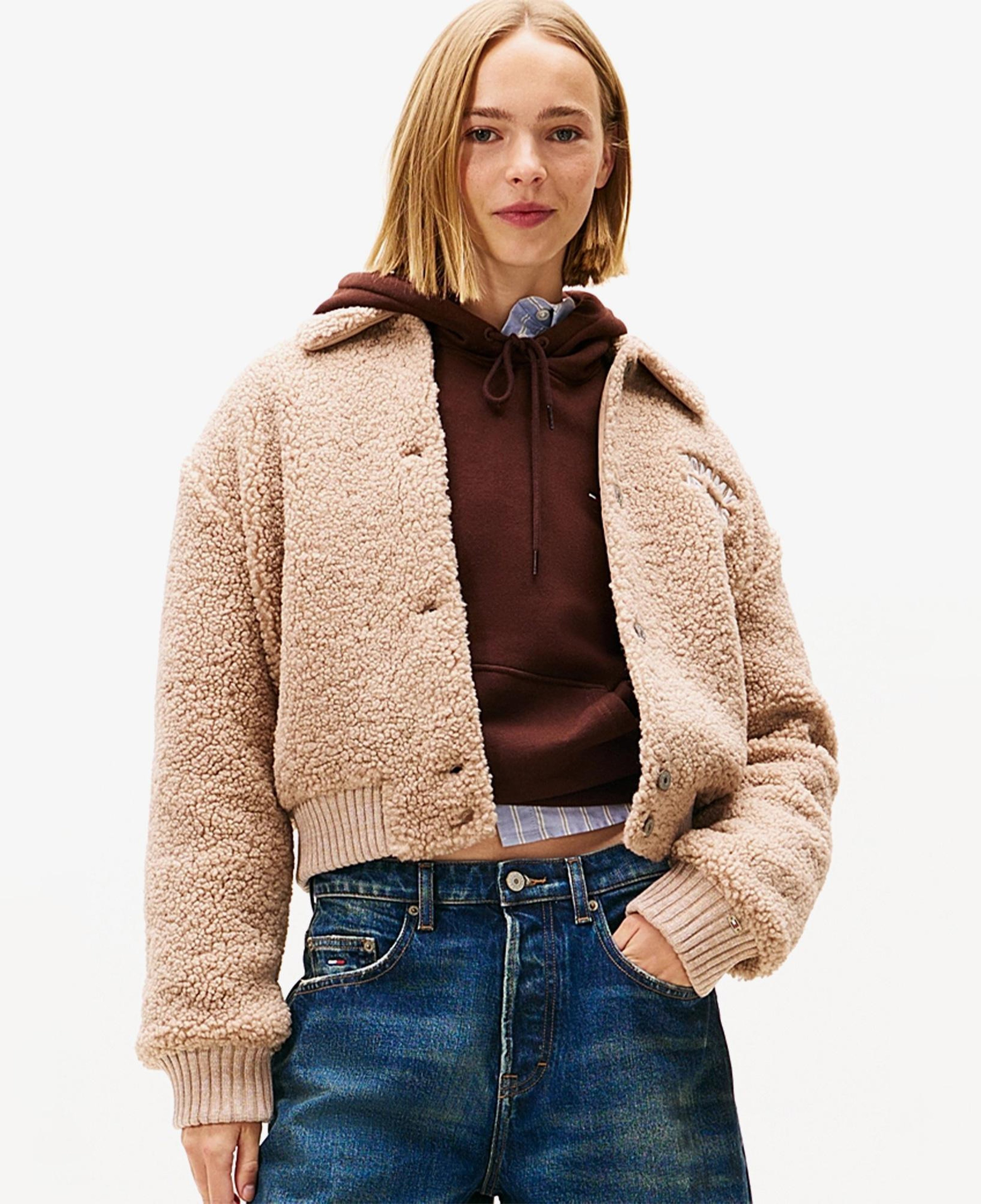 Tommy Hilfiger Padded Cropped Puffer Kadın Bej Ceket