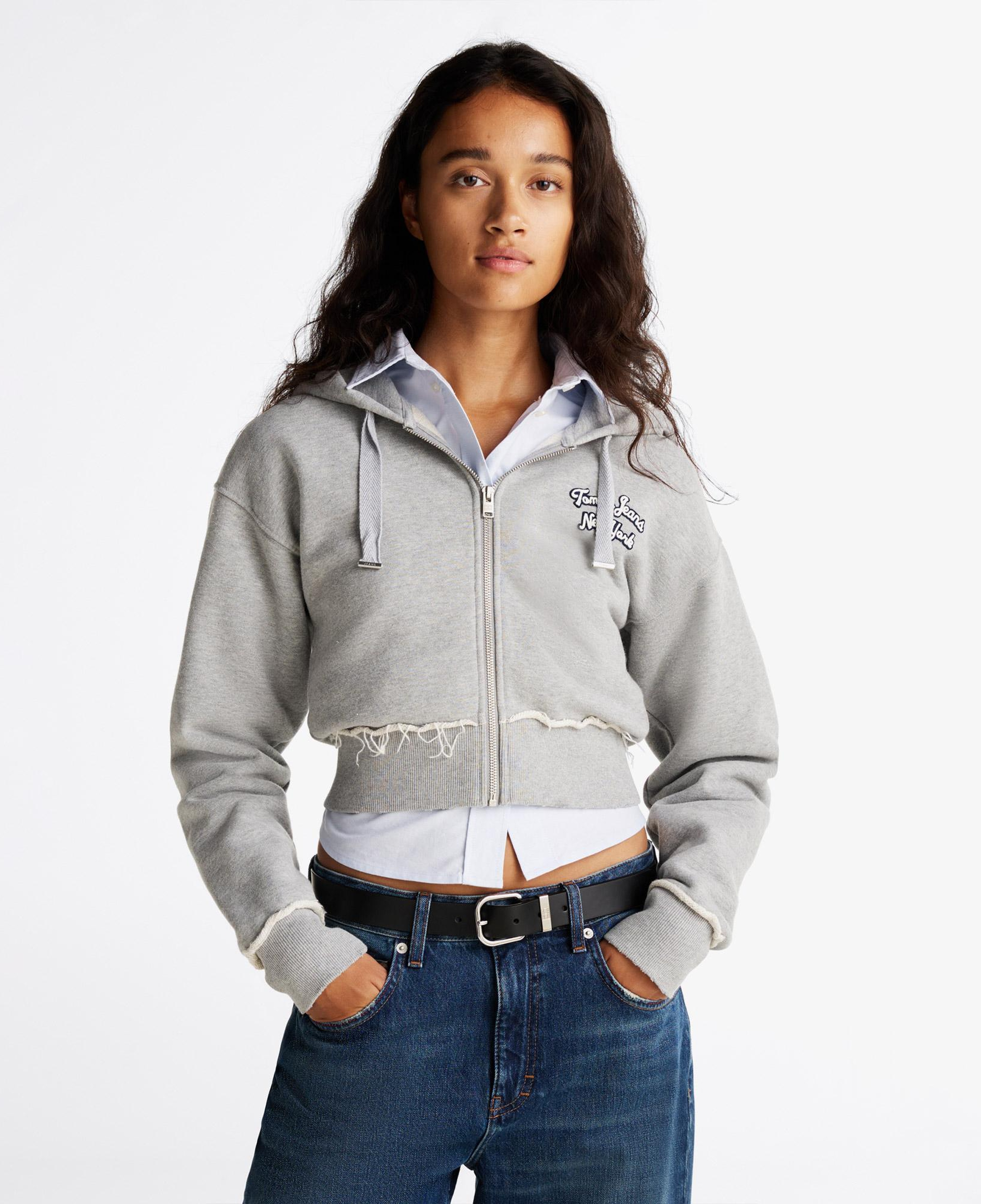 Tommy Hilfiger Tjcw Prep Varsity Zip-Thru Kadın Gri Sweatshirt