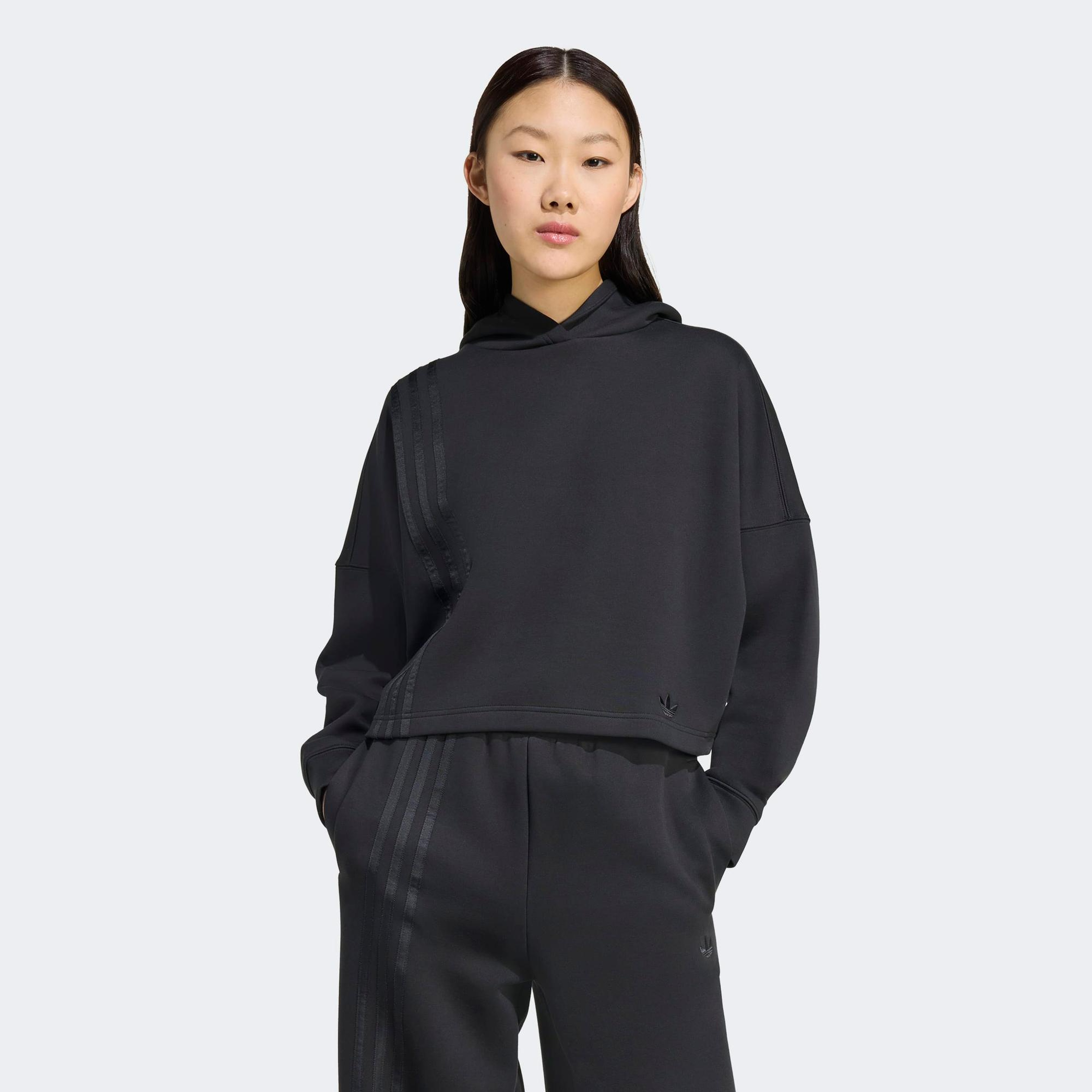 adidas 3 Stripes Hoody Kadın Siyah Sweatshirt