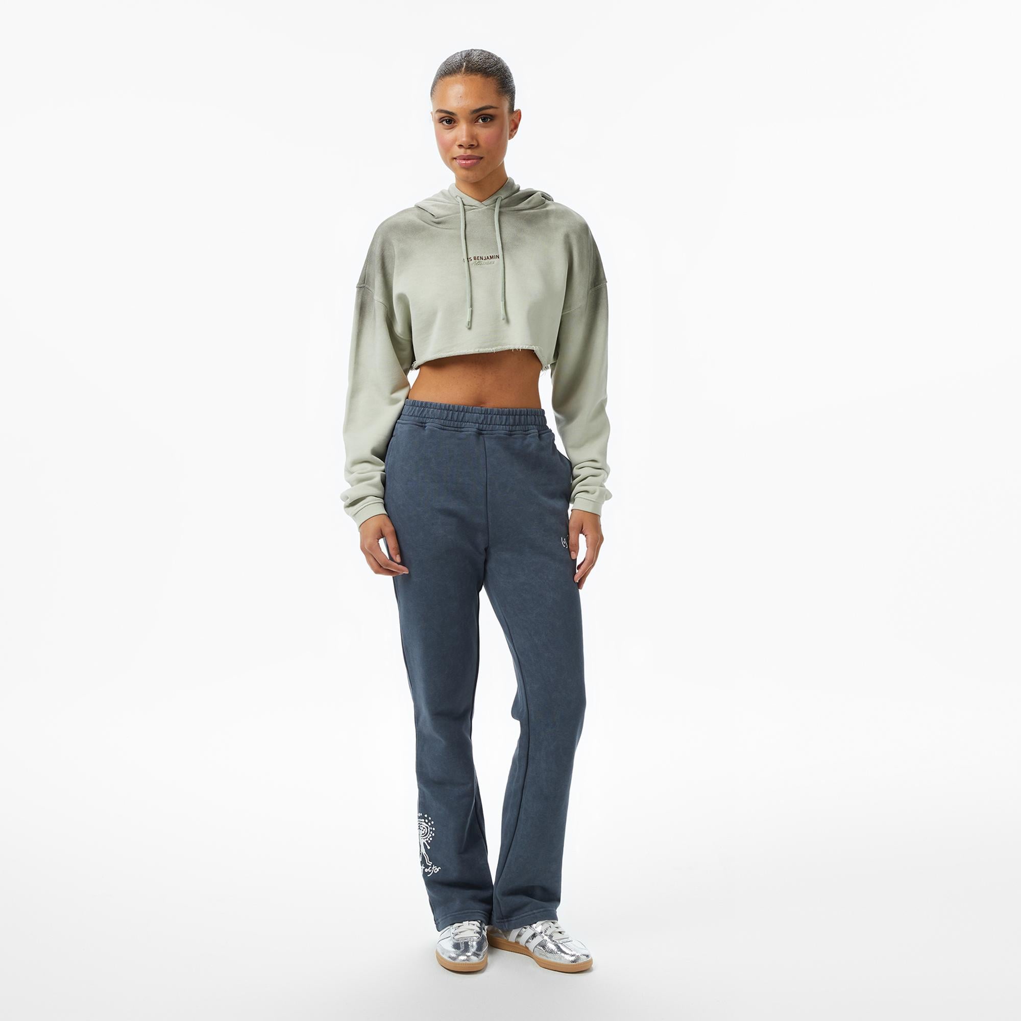 Les Benjamins Kadın Yeşil Crop Hoodie