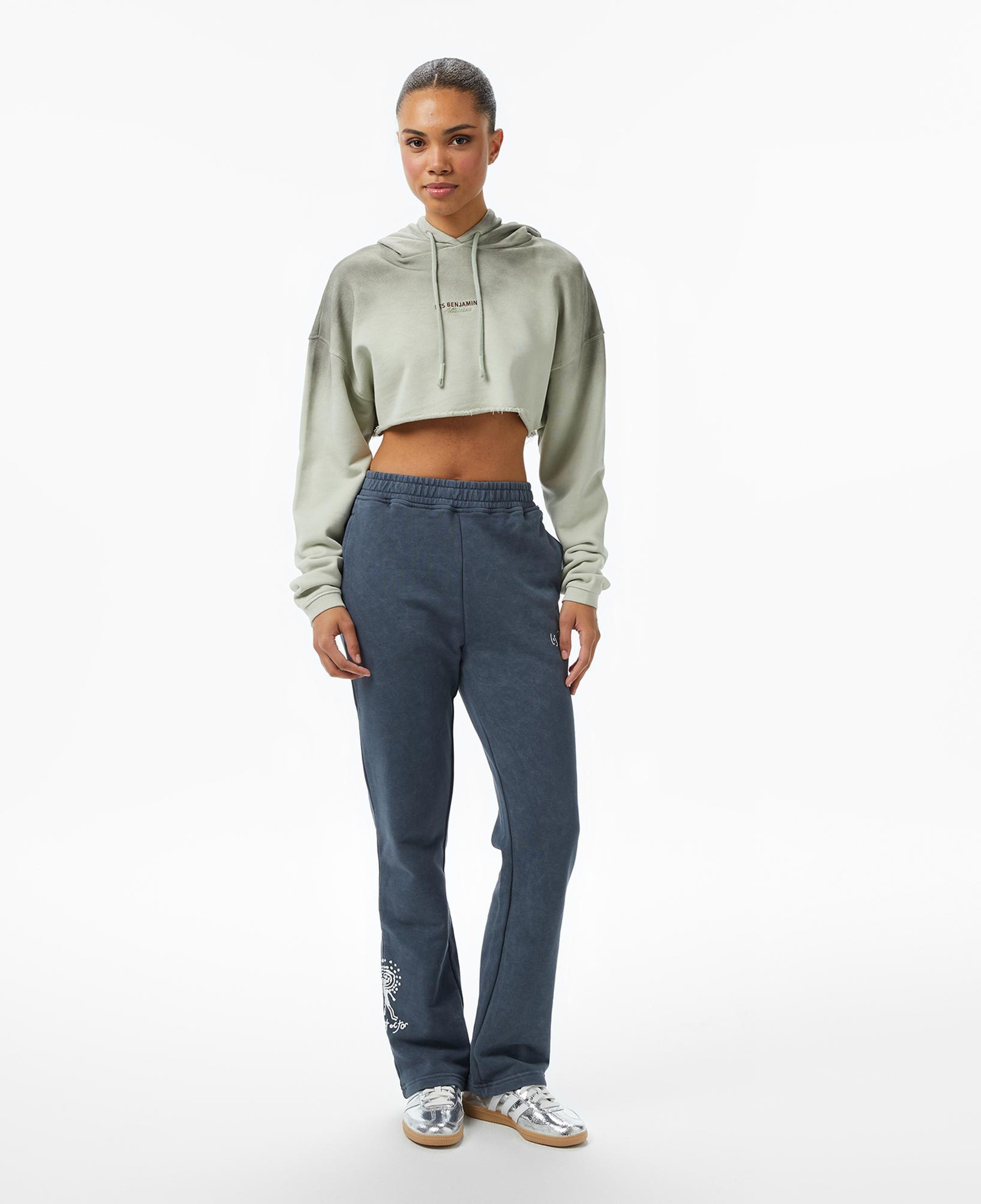 Les Benjamins Kadın Yeşil Crop Hoodie