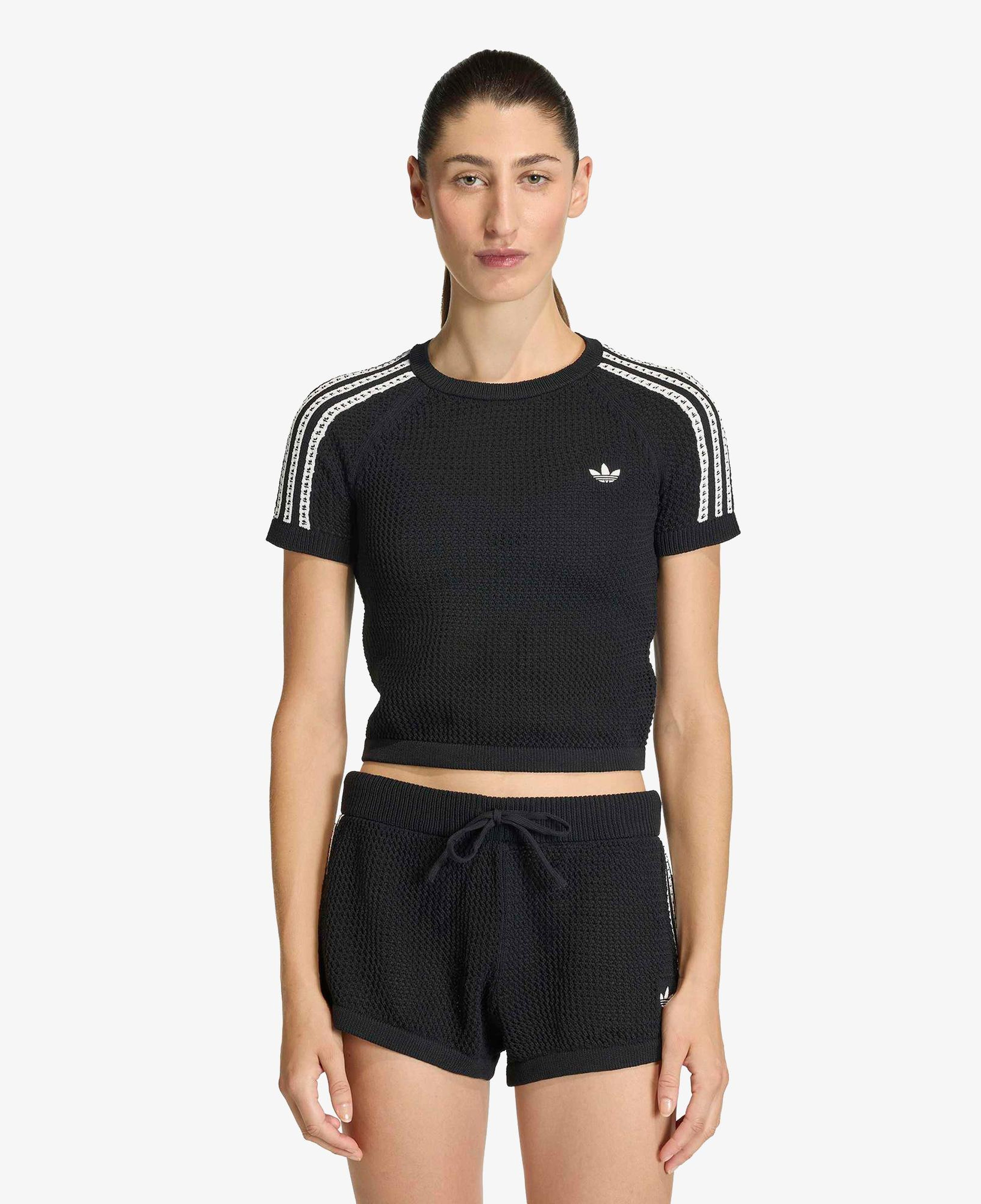 adidas Crochet Tee Kadın Siyah T-Shirt