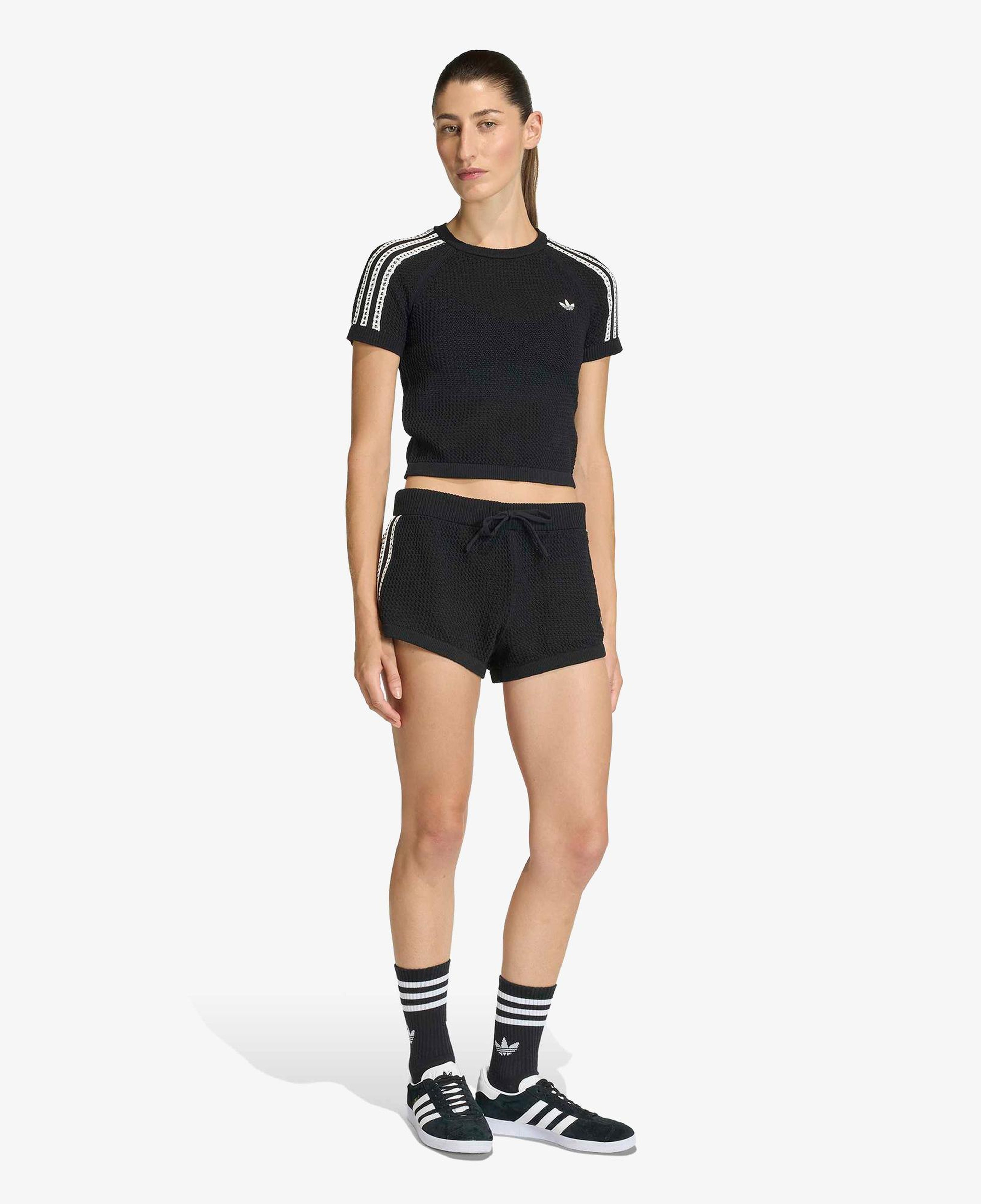 adidas Crochet Tee Kadın Siyah T-Shirt