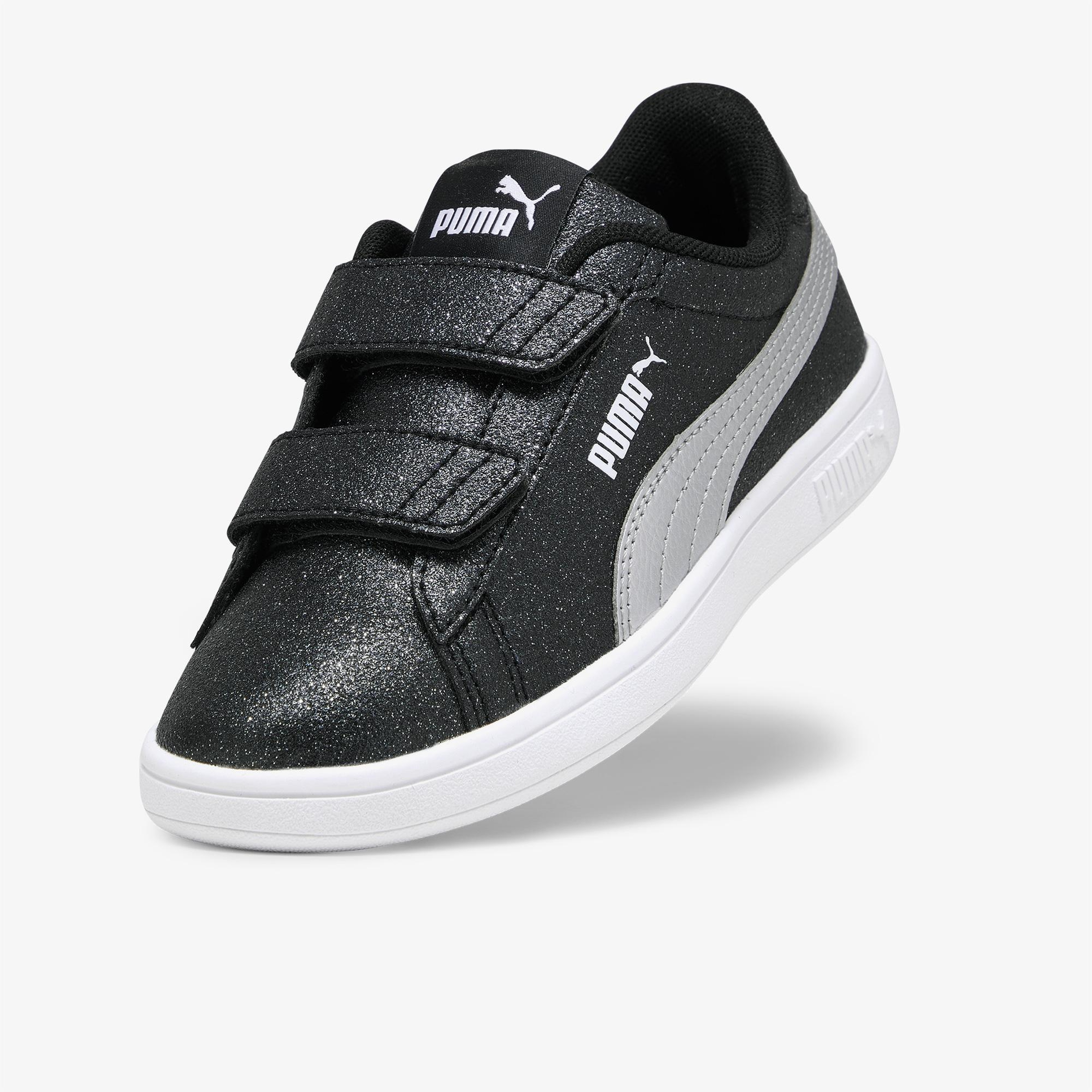 Puma Smash 3.0 Glitz Glam Çocuk Siyah Simli Spor Ayakkabı