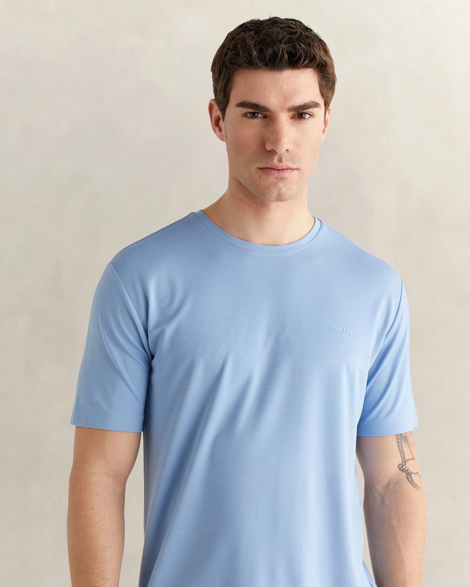GANT Erkek Mavi Kısa Kollu T-Shirt