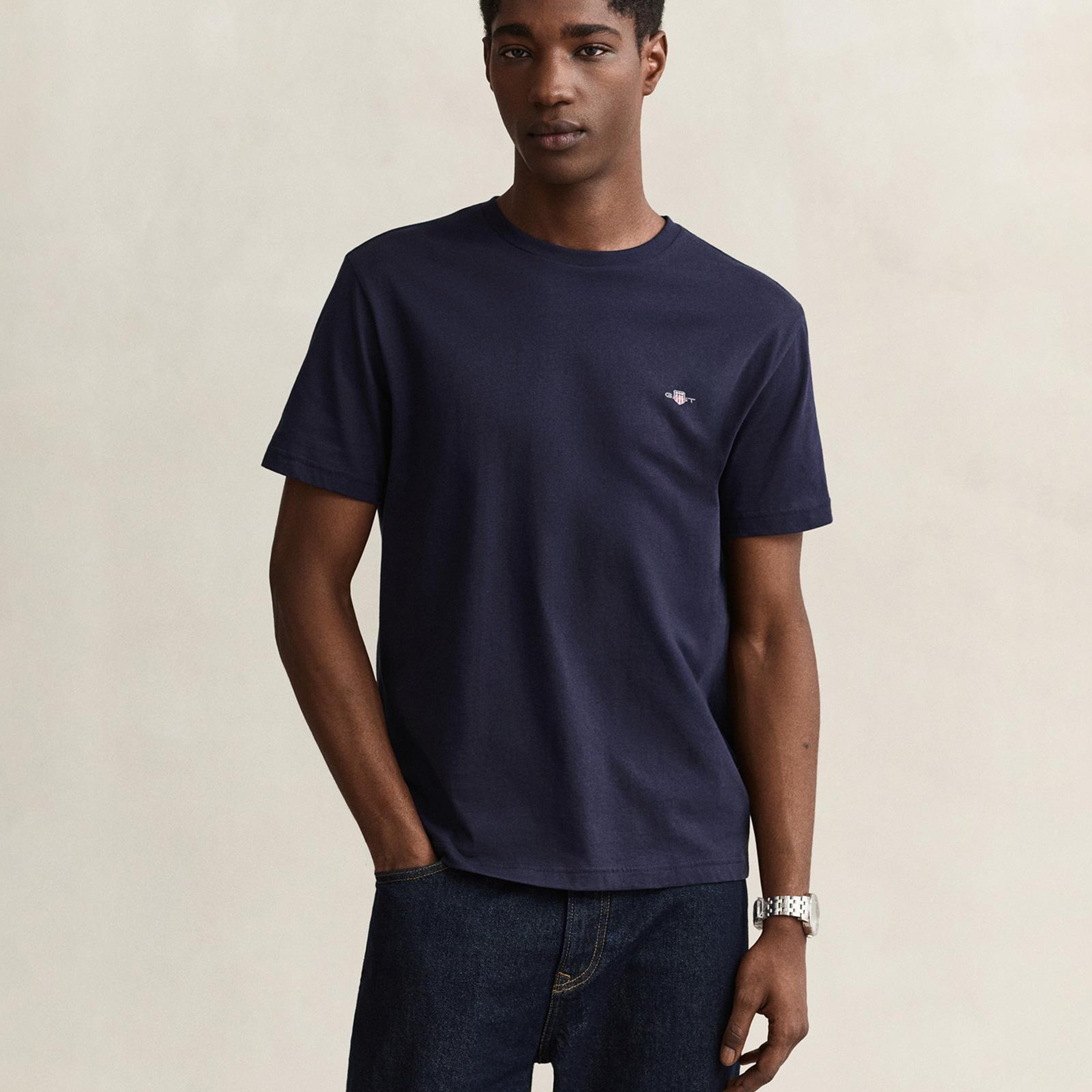 GANT Erkek Lacivert Regular Fit T-Shirt