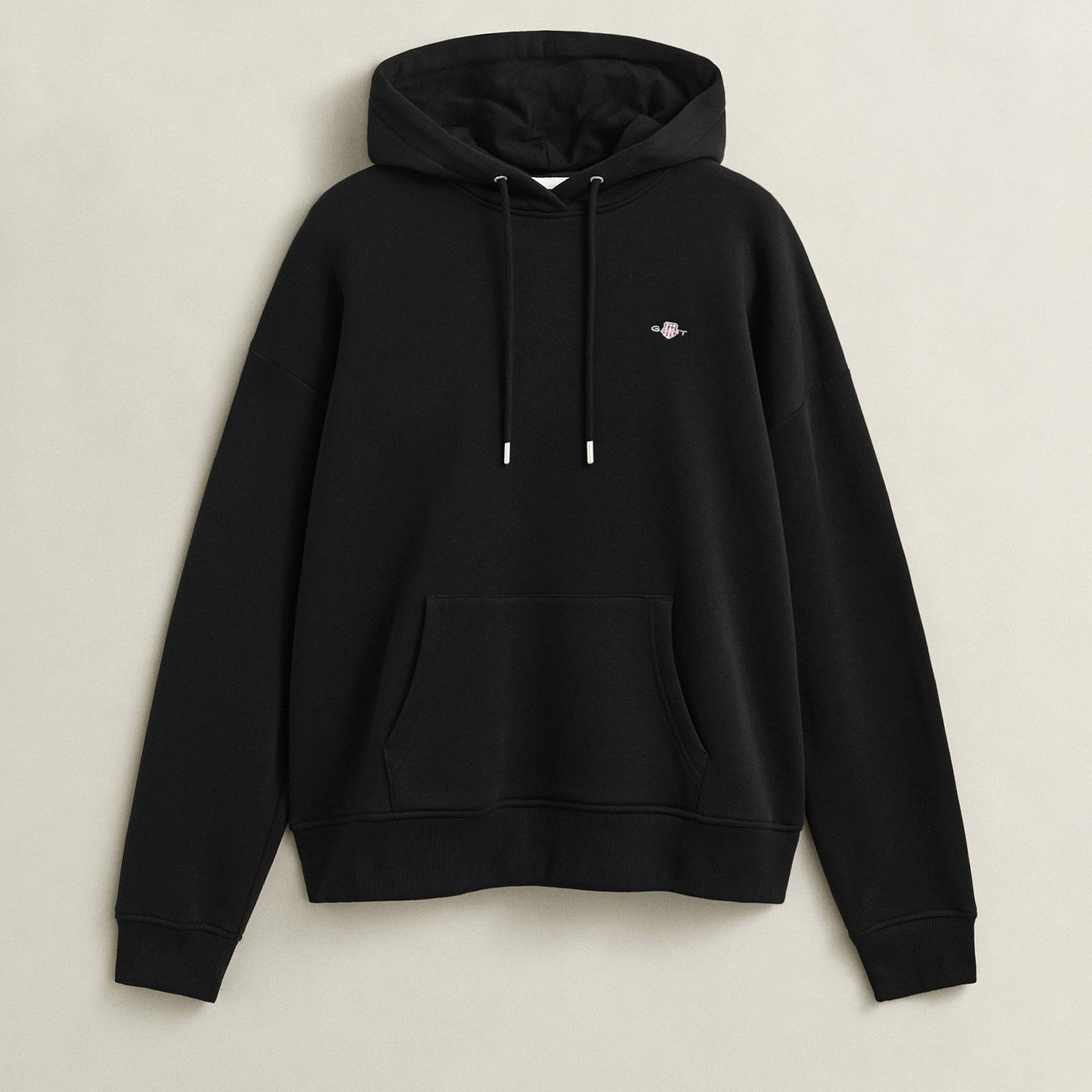 GANT Kadın Siyah Relaxed Fit Kapüşonlu Sweatshirt