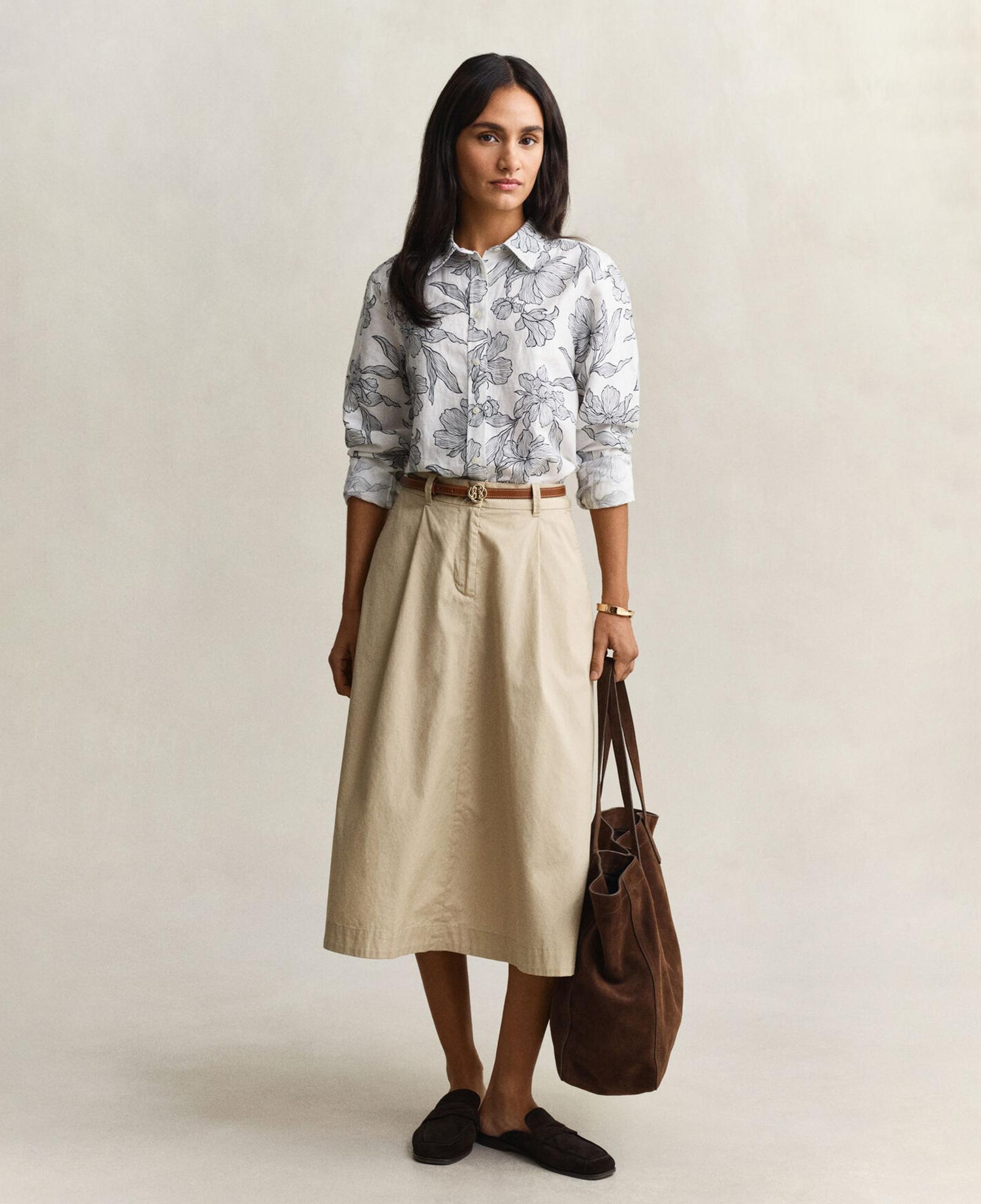GANT Kadın Beyaz Regular Fit Çiçek Desenli Gömlek