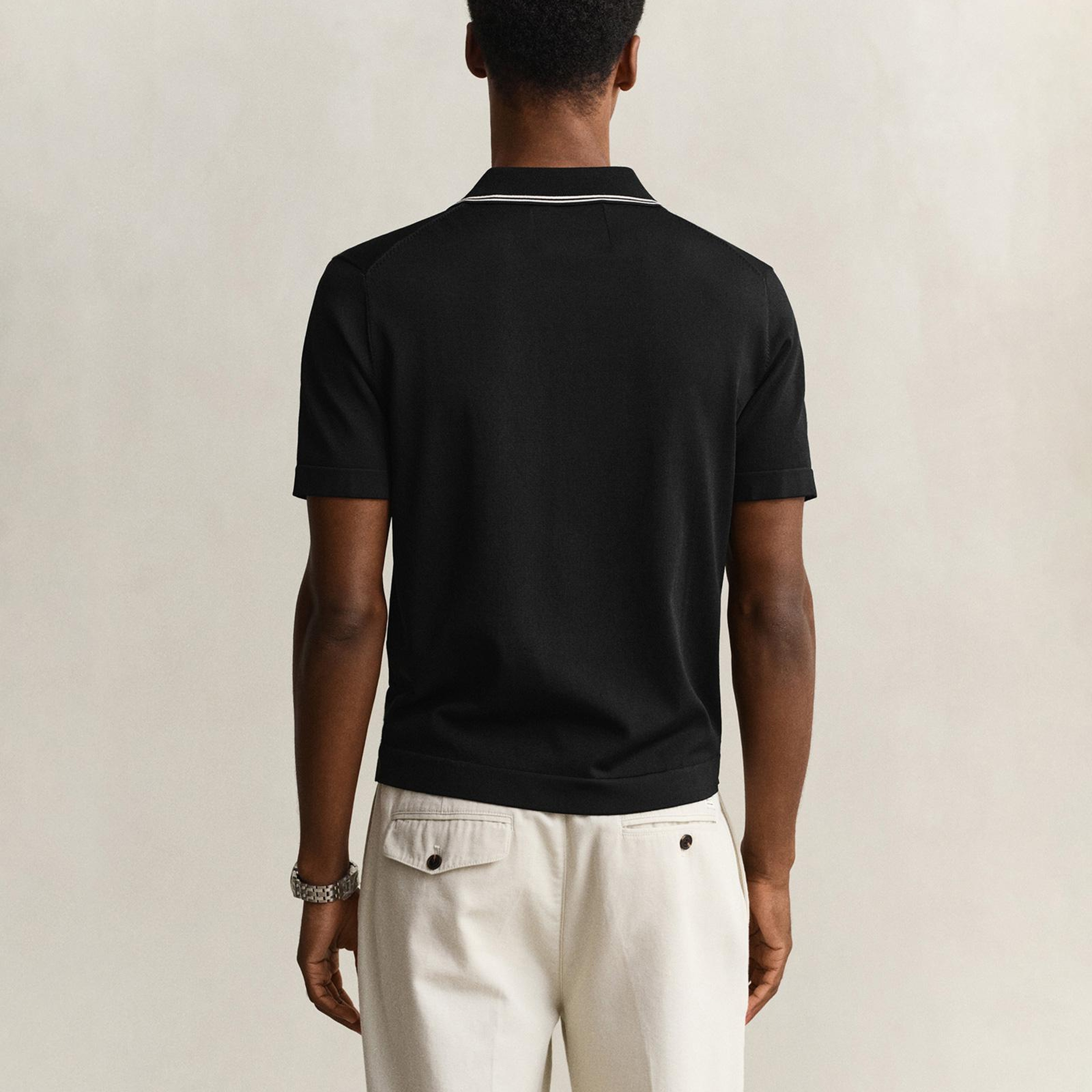 GANT Erkek Siyah Regular Fit Kısa Kollu Resort Yaka Gömlek