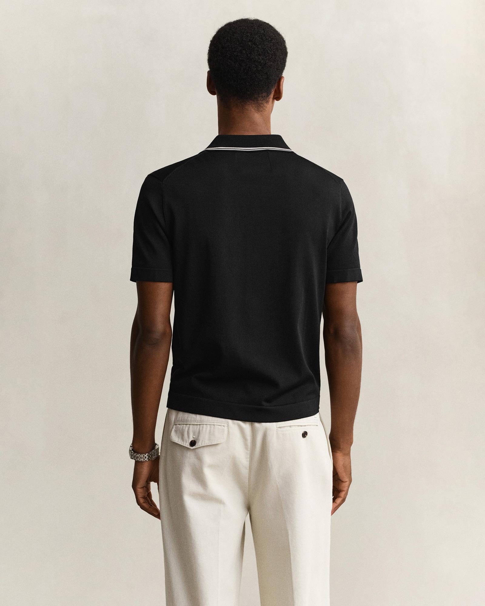 GANT Erkek Siyah Regular Fit Kısa Kollu Resort Yaka Gömlek