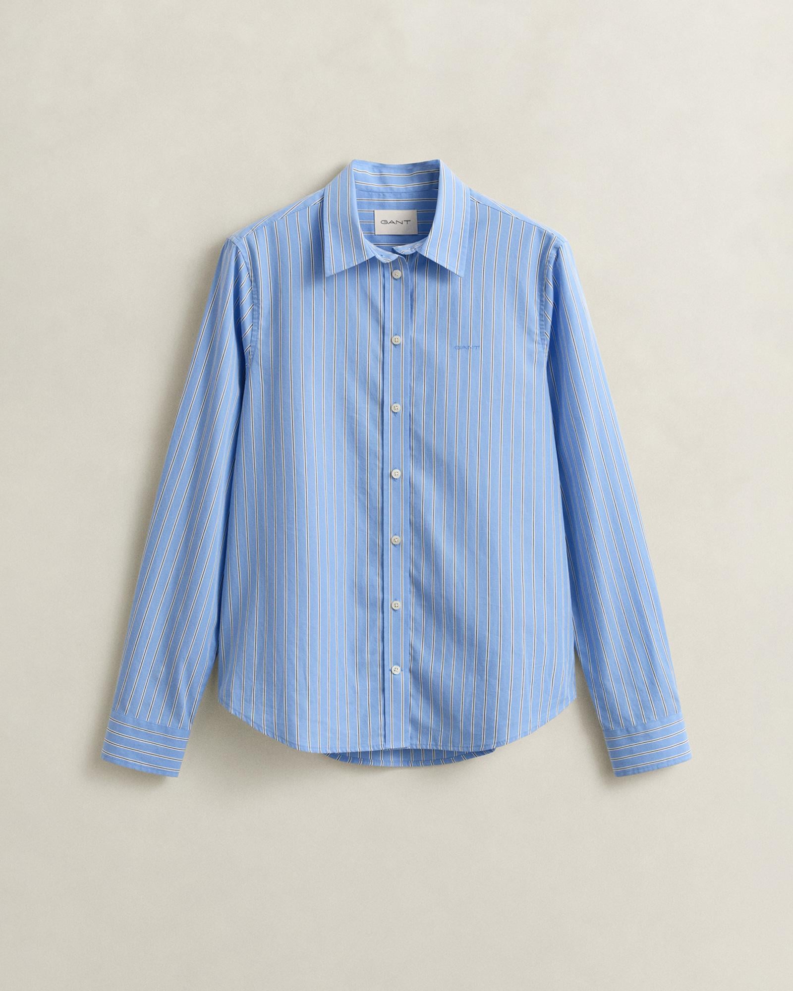 GANT Kadın Mavi Regular Fit Çizgili Gömlek