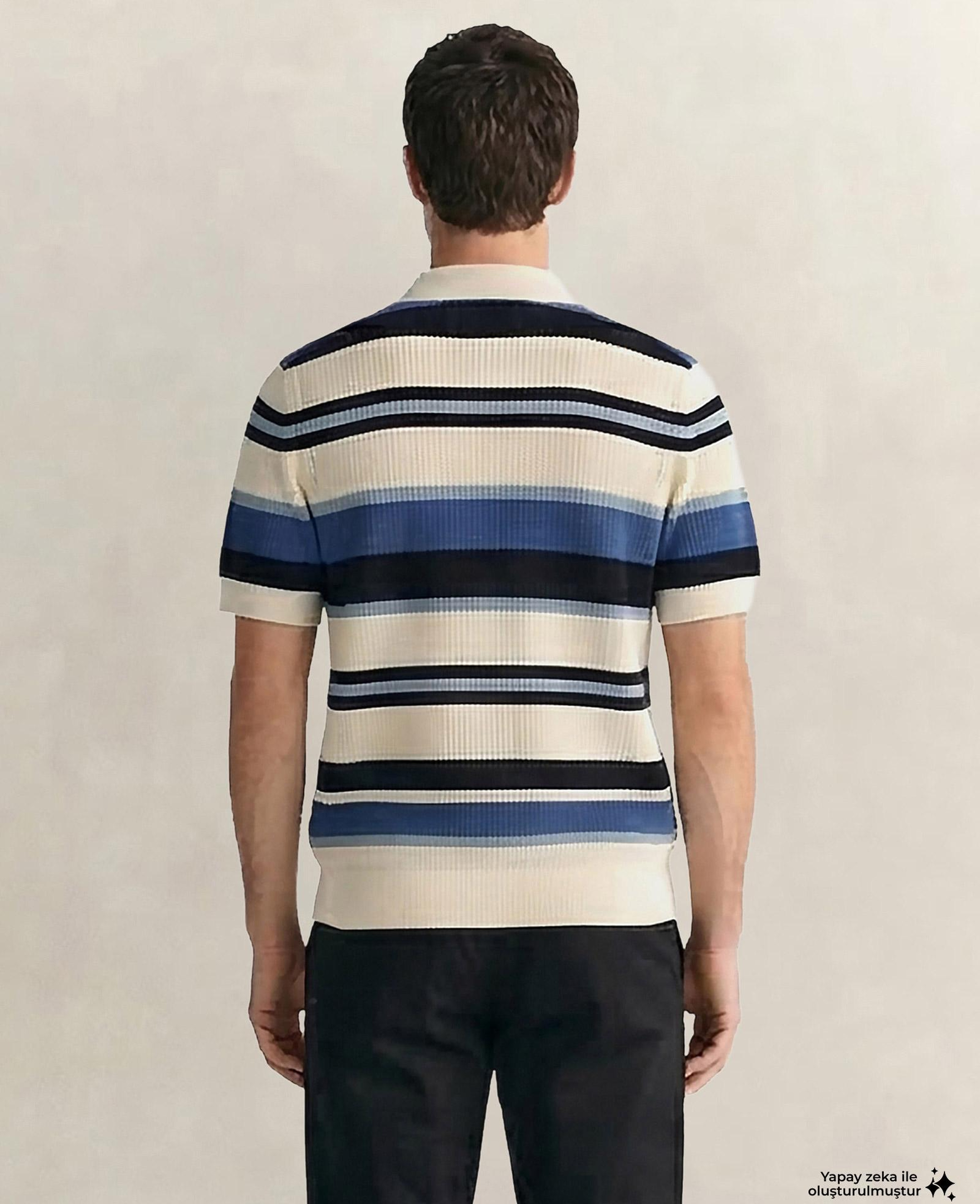 GANT Erkek Mavi Regular Fit Çizgili Kazak