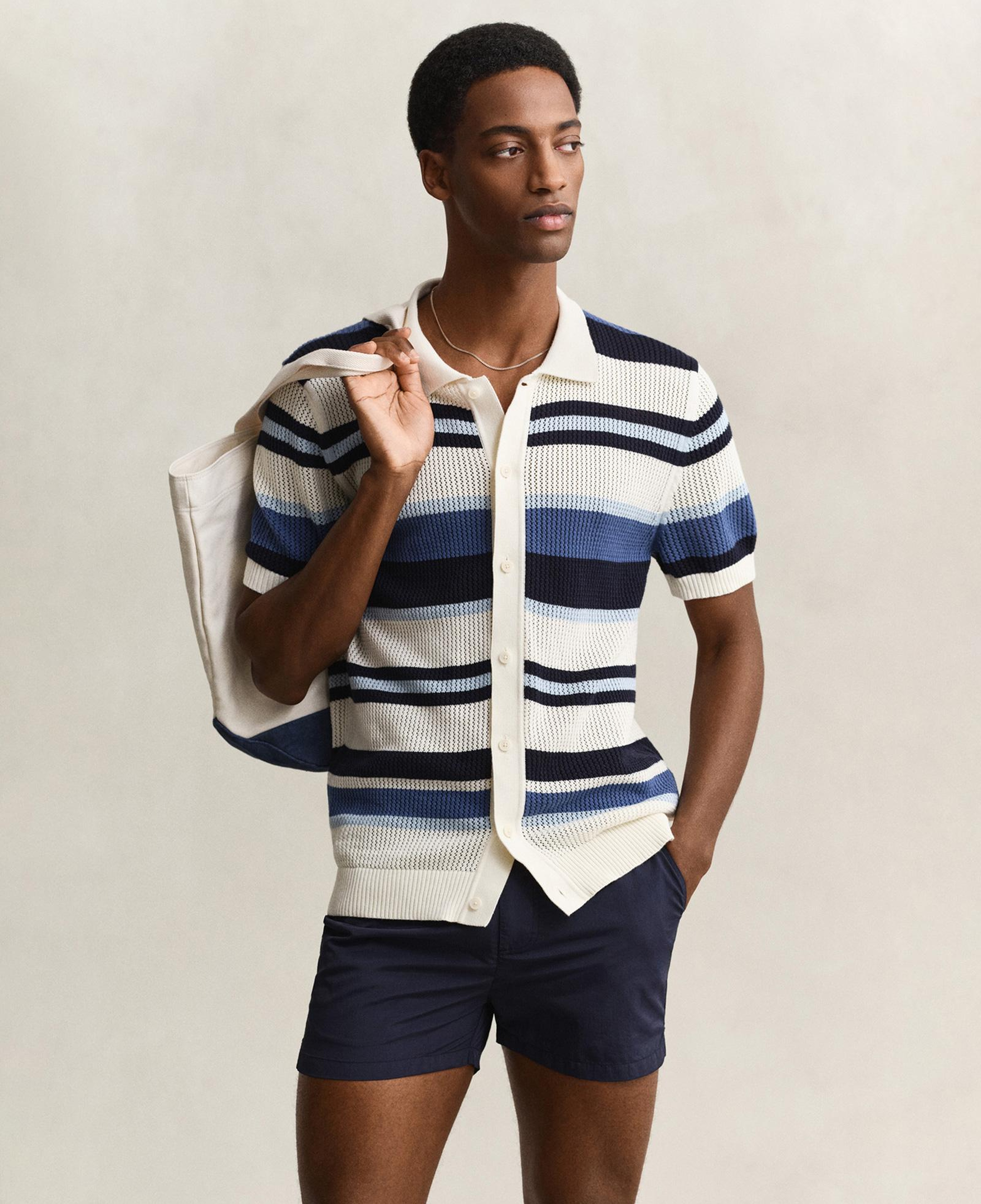 GANT Erkek Mavi Regular Fit Çizgili Kazak