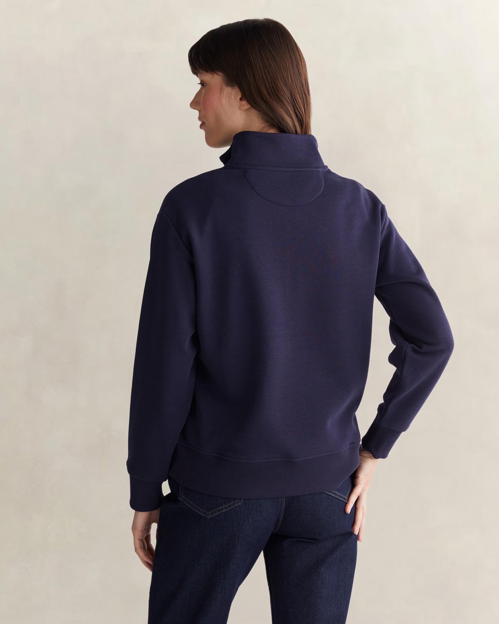 GANT Kadın Lacivert Relaxed Fit Yarım Fermuarlı Sweatshirt