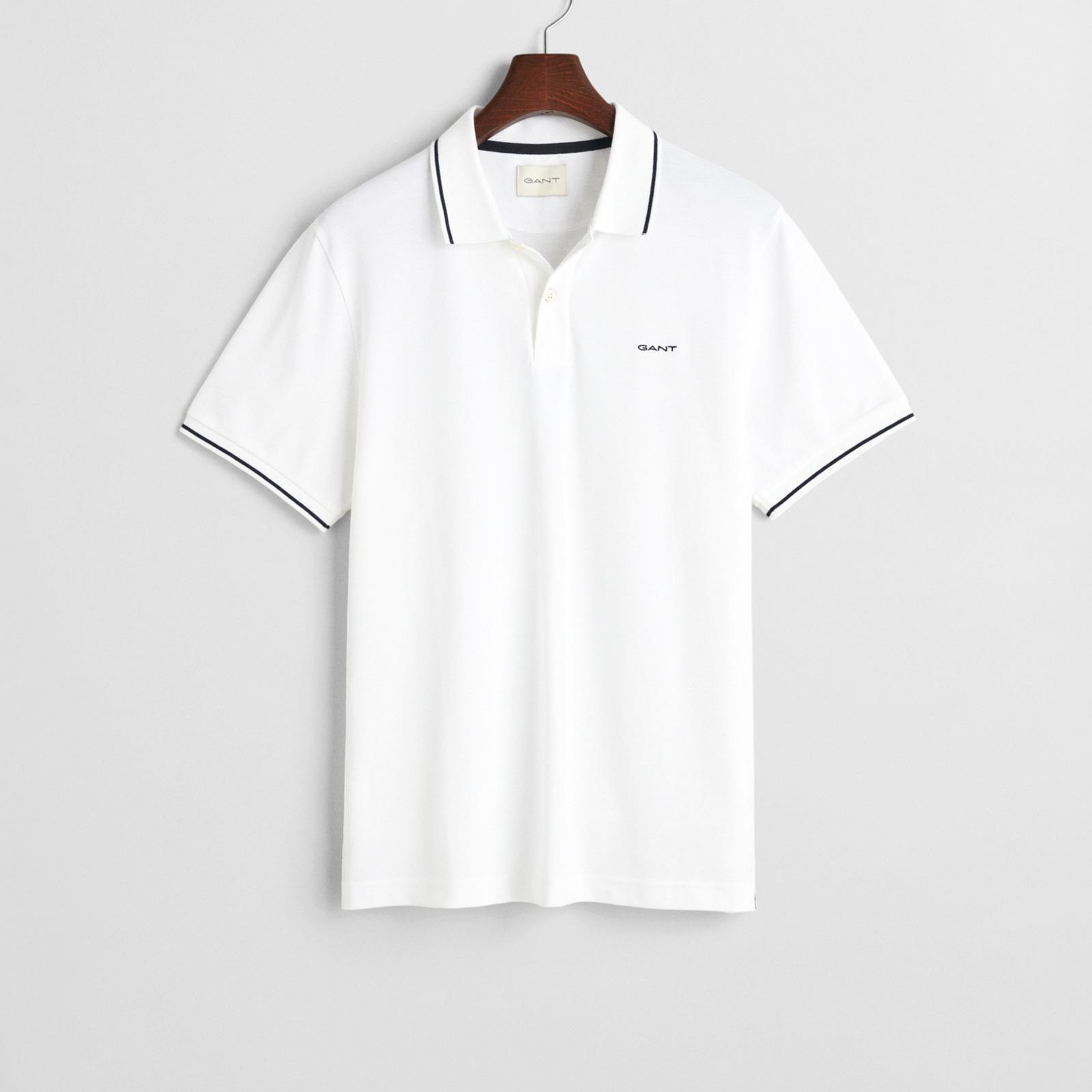 GANT Erkek Beyaz Regular Fit Polo Yaka T-Shirt