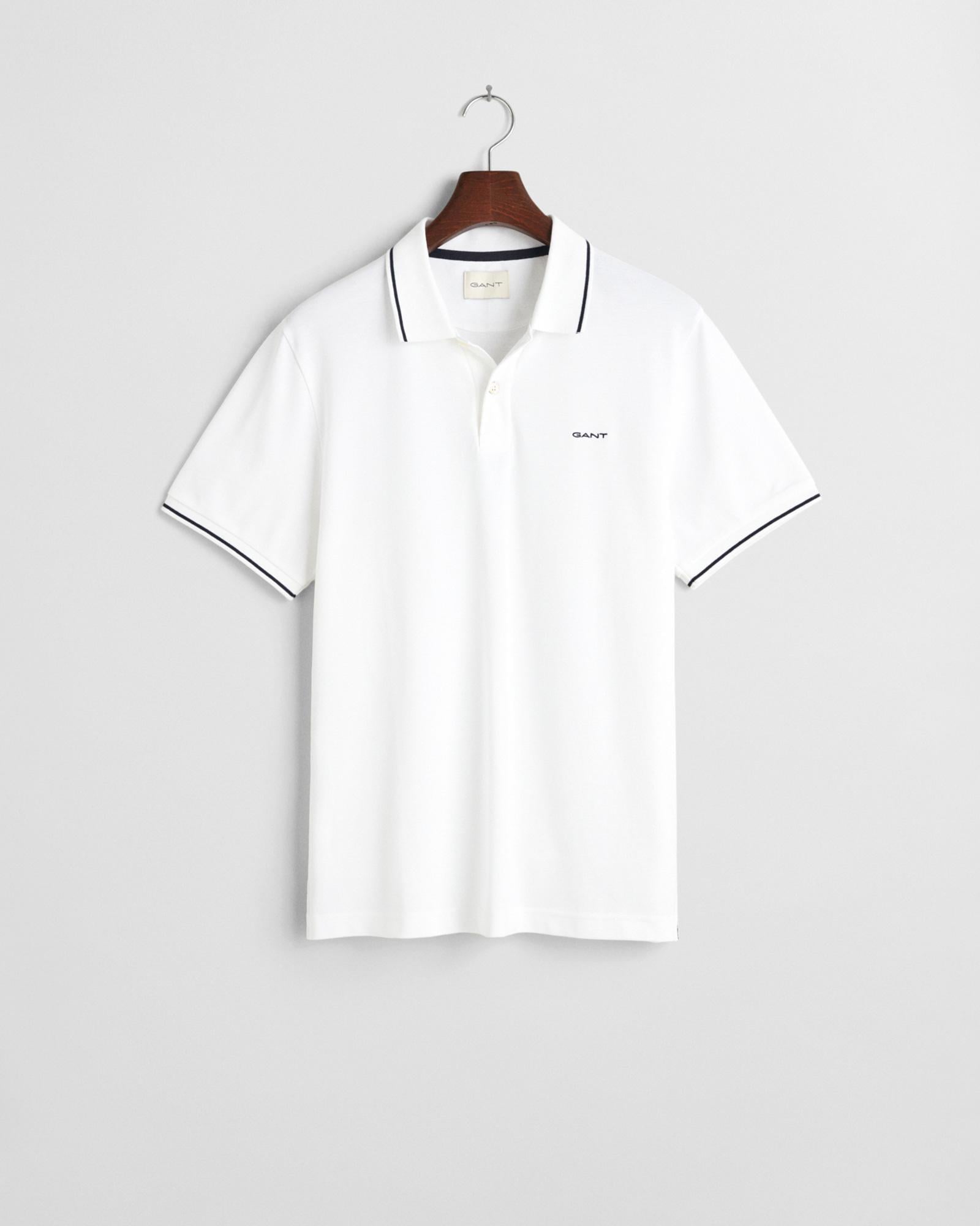 GANT Erkek Beyaz Regular Fit Polo Yaka T-Shirt
