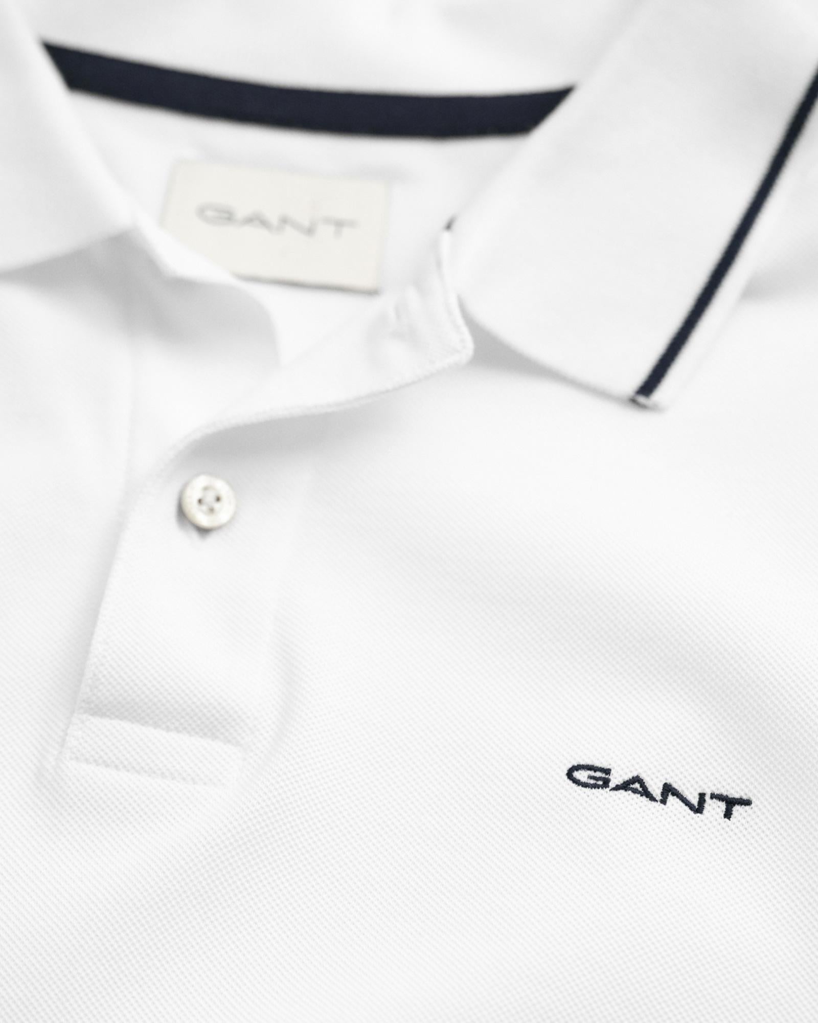 GANT Erkek Beyaz Regular Fit Polo Yaka T-Shirt
