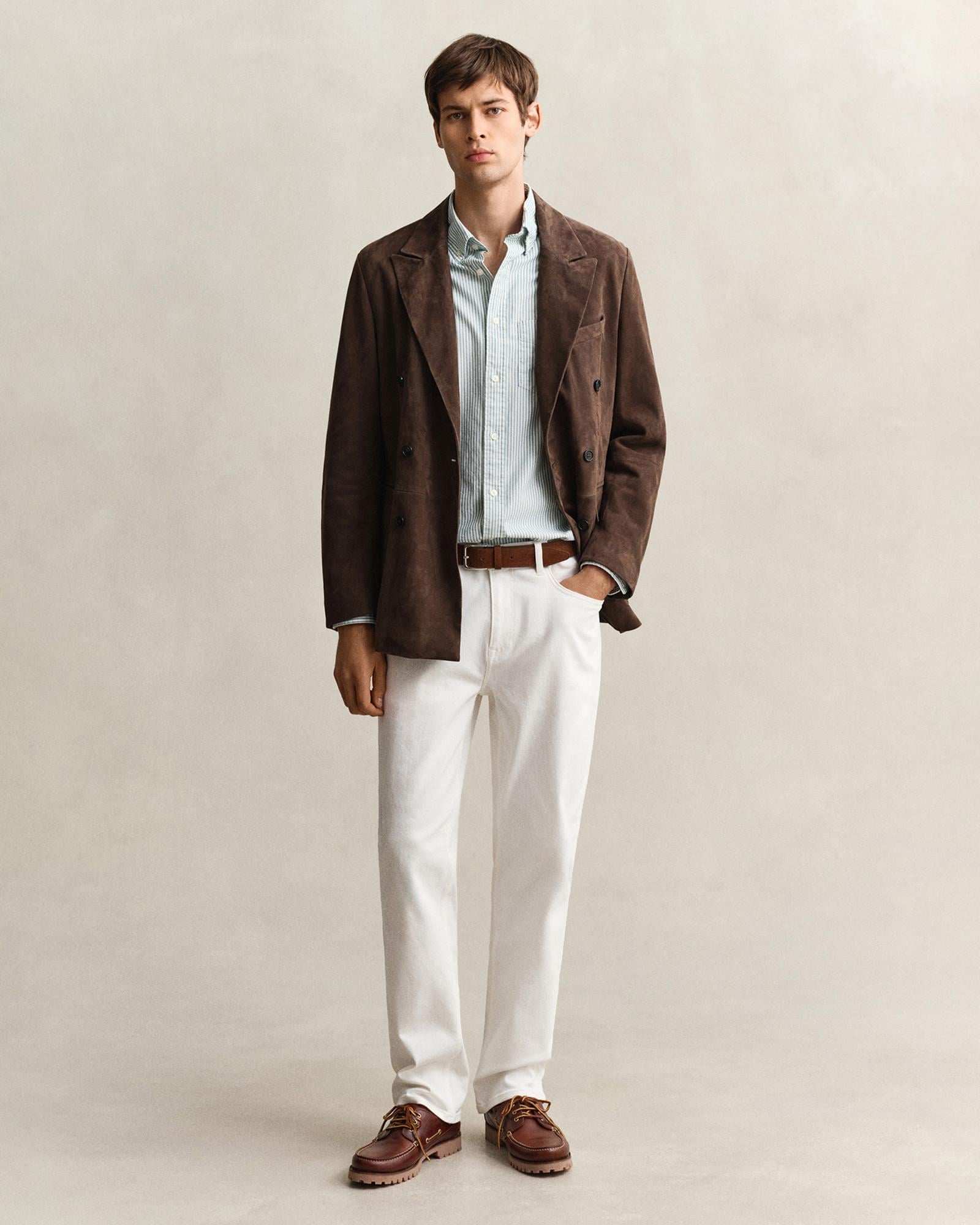 GANT Erkek Yeşil Regular Fit Çizgili Logolu Gömlek