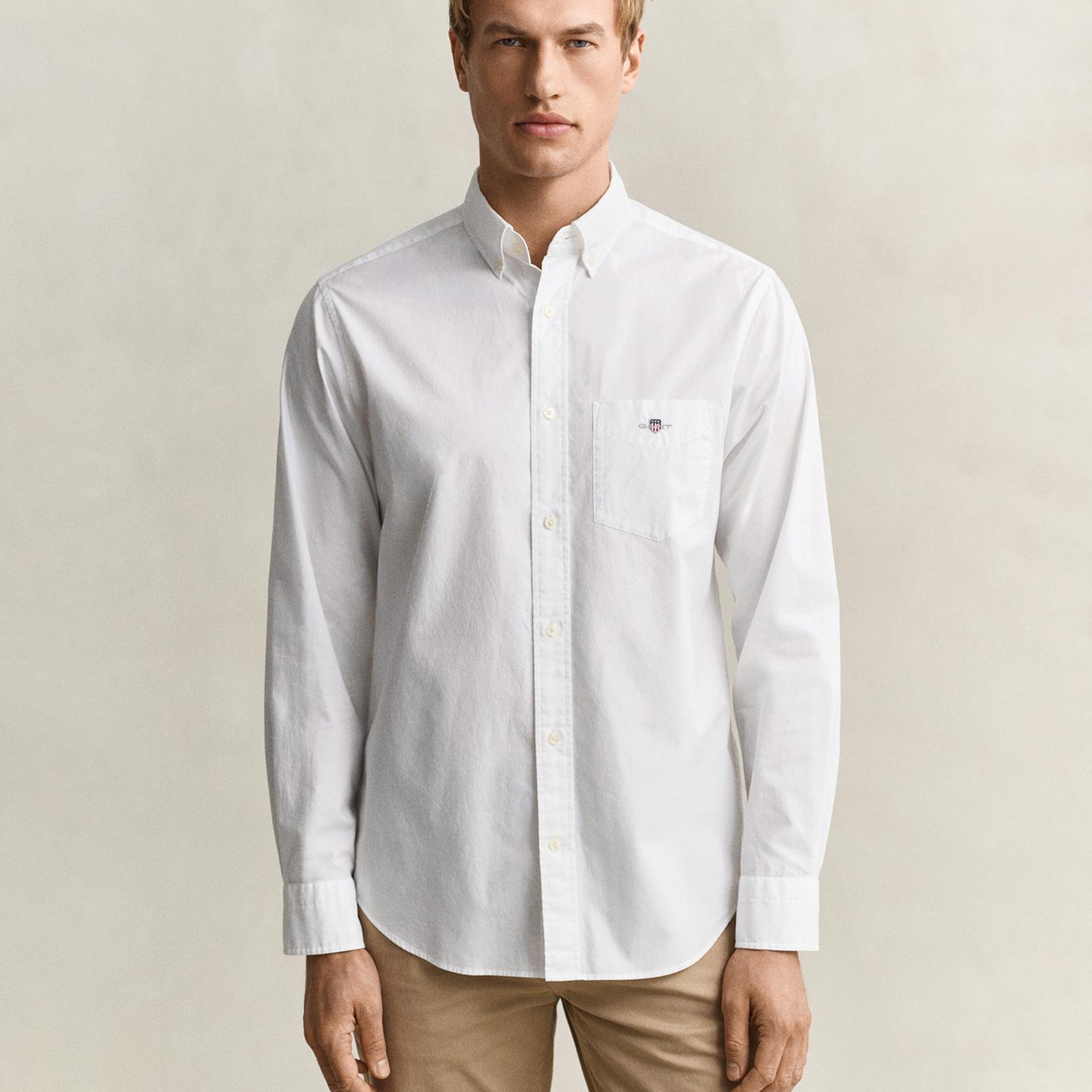 GANT Erkek Beyaz Regular Fit Poplin Gömlek